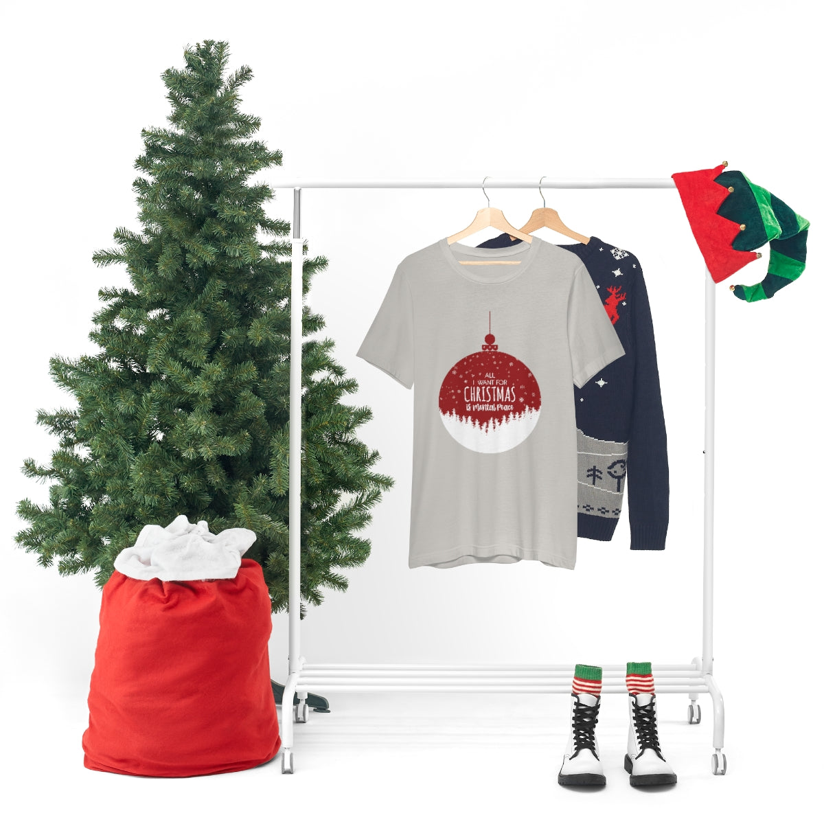 All I Want For Christmas Is Mental Peace Wish Unisex Jersey Short Sleeve T-Shirt Ichaku [Perfect Gifts Selection]