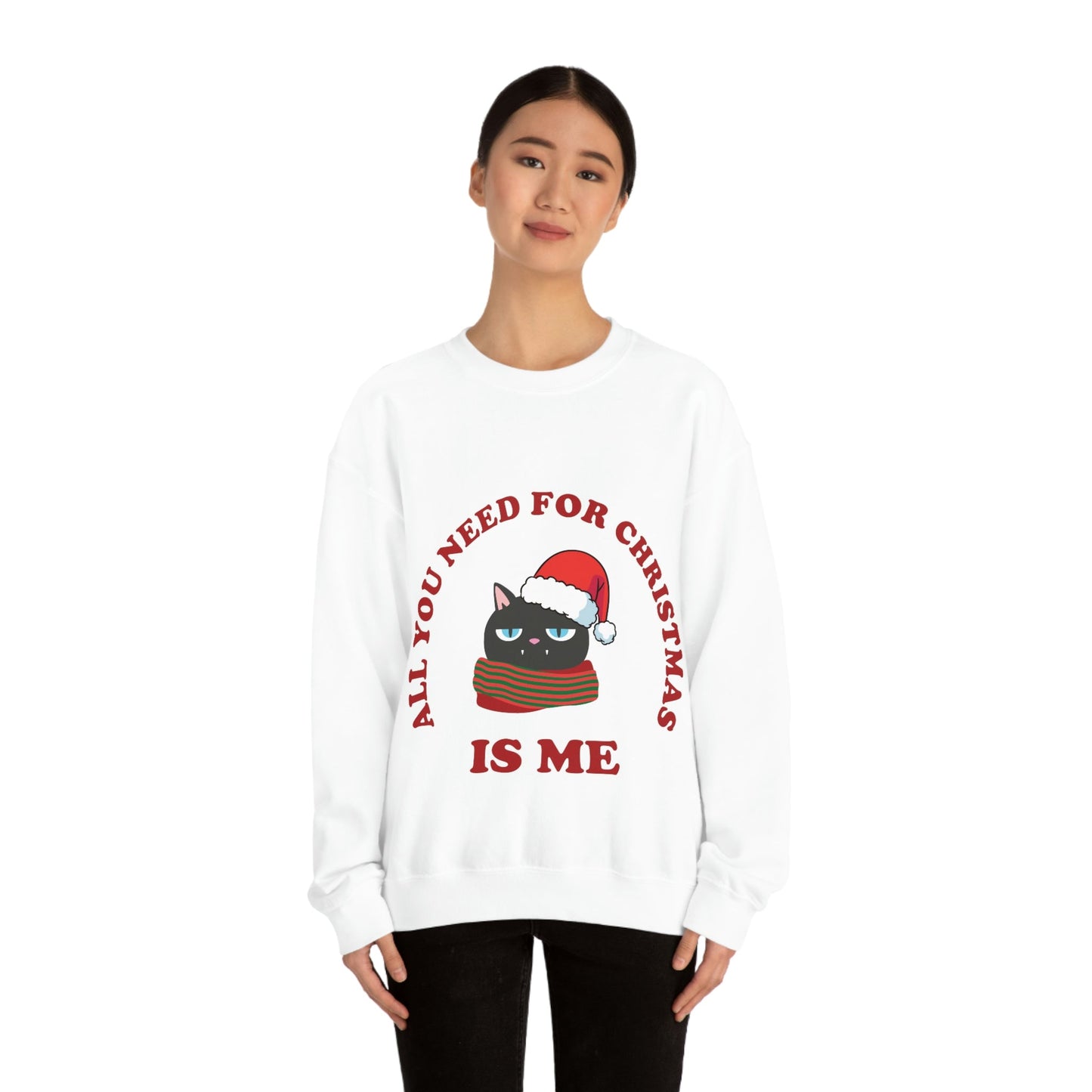 All You Need for Christmas is Me Grumpy Cat Unisex Heavy Blend™ Crewneck Sweatshirt Ichaku [Perfect Gifts Selection]