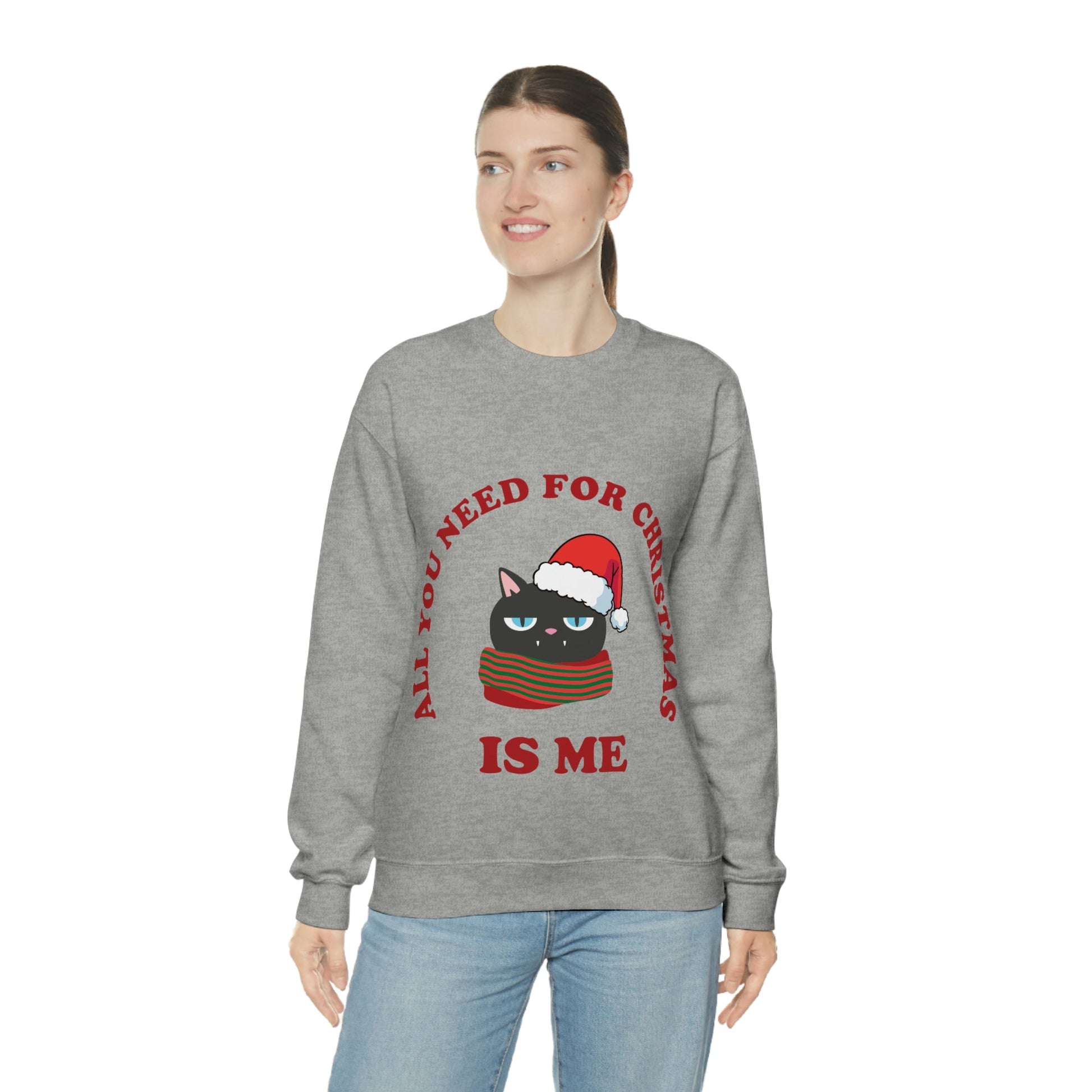 All You Need for Christmas is Me Grumpy Cat Unisex Heavy Blend™ Crewneck Sweatshirt Ichaku [Perfect Gifts Selection]