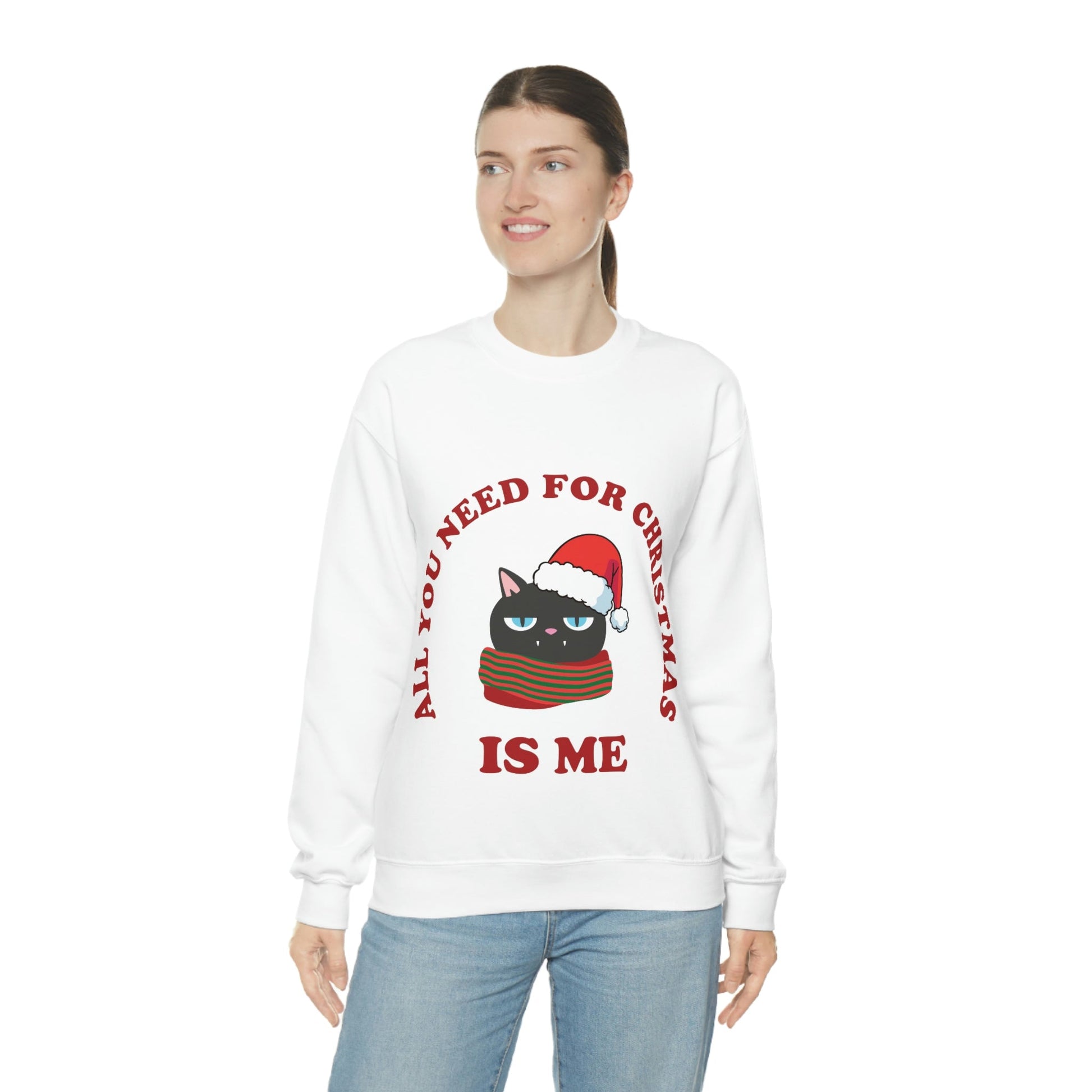 All You Need for Christmas is Me Grumpy Cat Unisex Heavy Blend™ Crewneck Sweatshirt Ichaku [Perfect Gifts Selection]