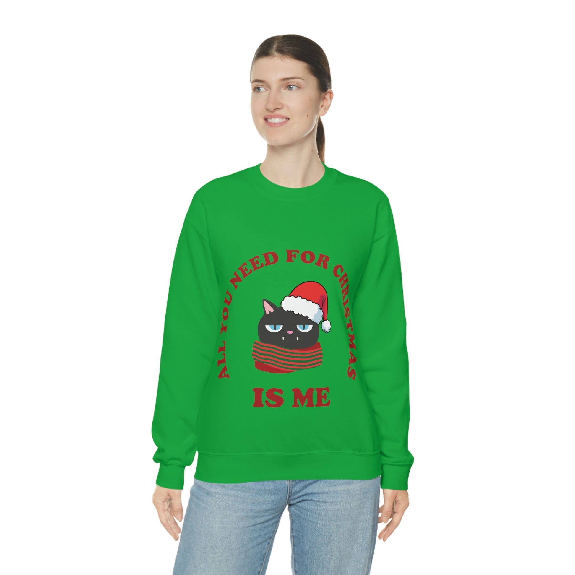 All You Need for Christmas is Me Grumpy Cat Unisex Heavy Blend™ Crewneck Sweatshirt Ichaku [Perfect Gifts Selection]