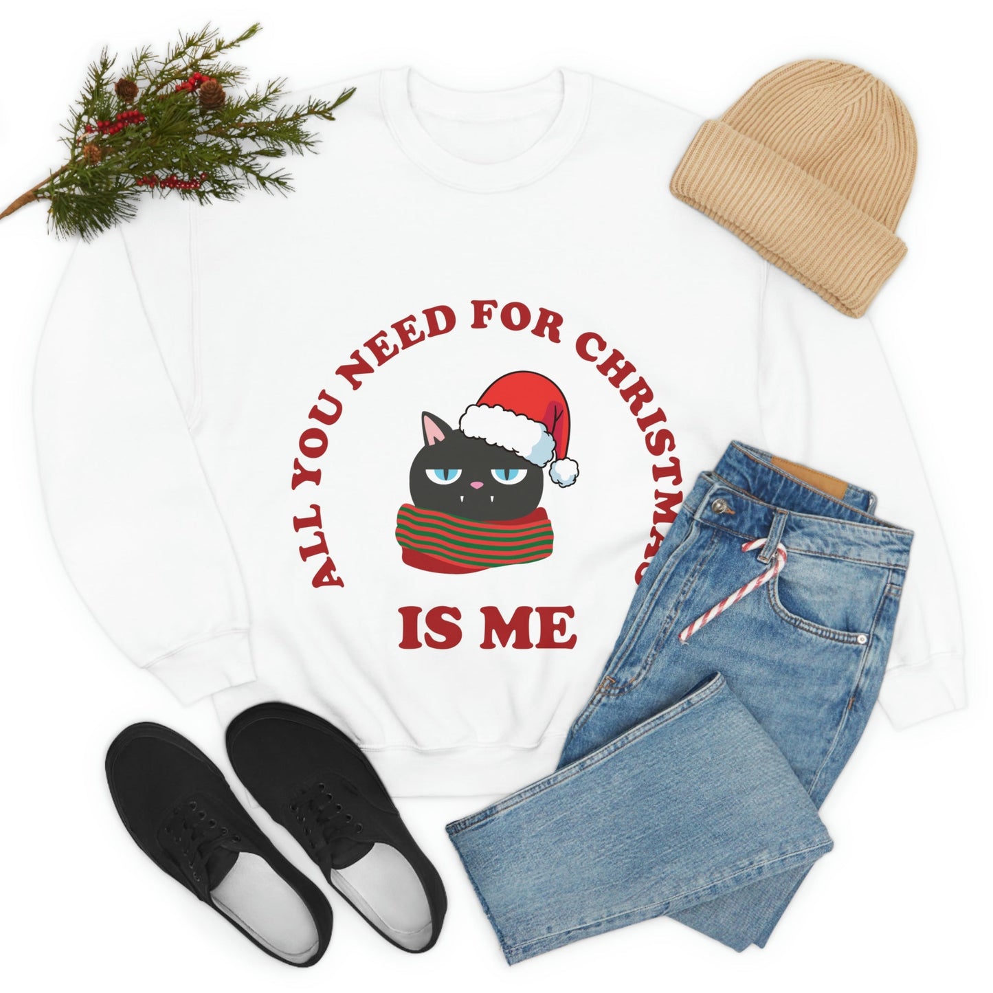 All You Need for Christmas is Me Grumpy Cat Unisex Heavy Blend™ Crewneck Sweatshirt Ichaku [Perfect Gifts Selection]