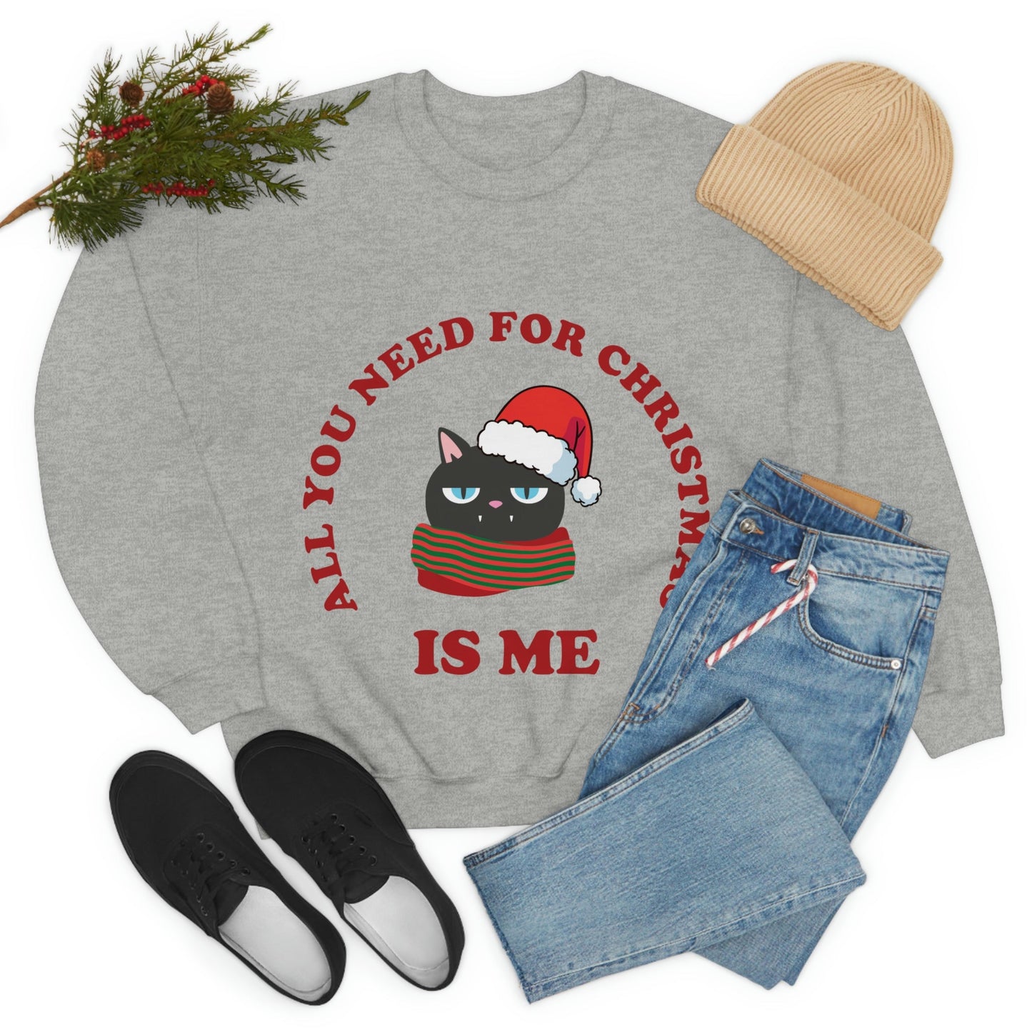 All You Need for Christmas is Me Grumpy Cat Unisex Heavy Blend™ Crewneck Sweatshirt Ichaku [Perfect Gifts Selection]