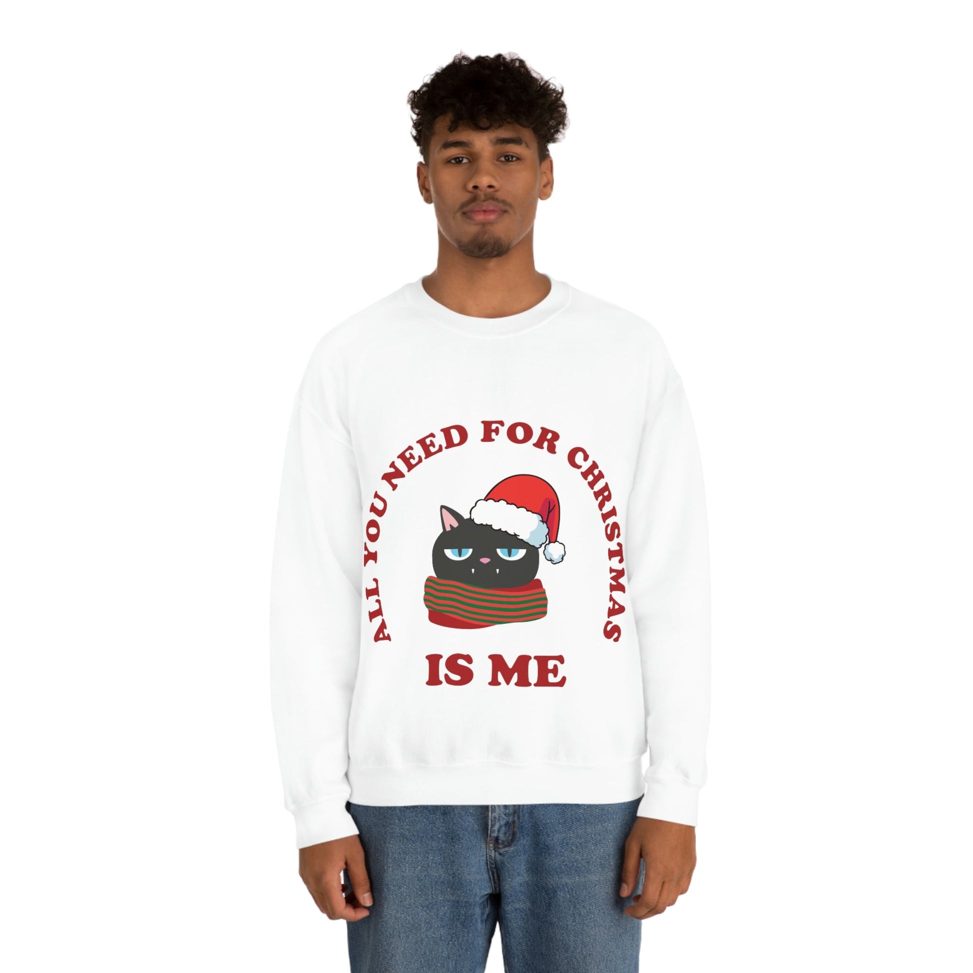 All You Need for Christmas is Me Grumpy Cat Unisex Heavy Blend™ Crewneck Sweatshirt Ichaku [Perfect Gifts Selection]