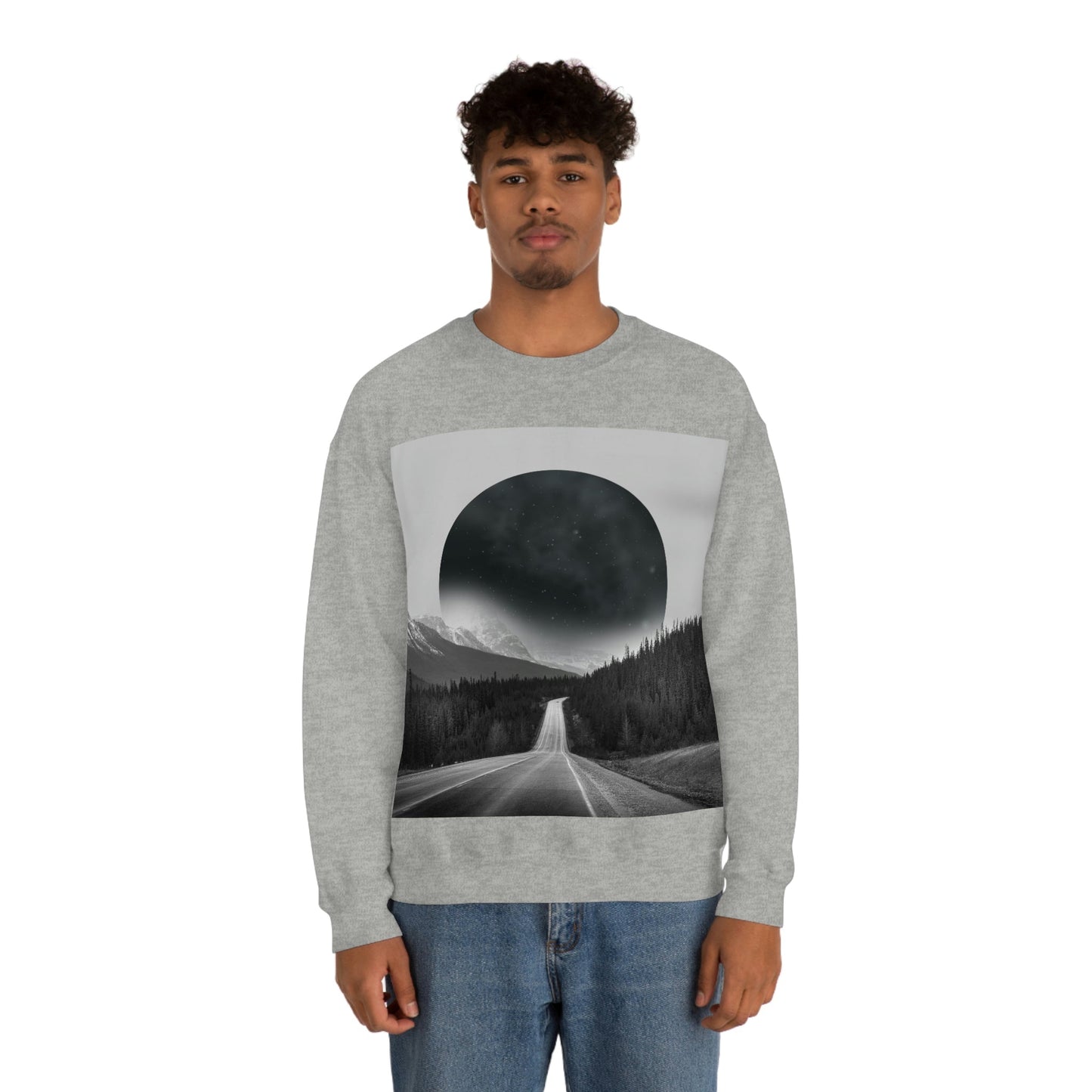 Alternate Universe Multidimensional Reality Planet Black Aesthetic Art Unisex Heavy Blend™ Crewneck Sweatshirt Ichaku [Perfect Gifts Selection]