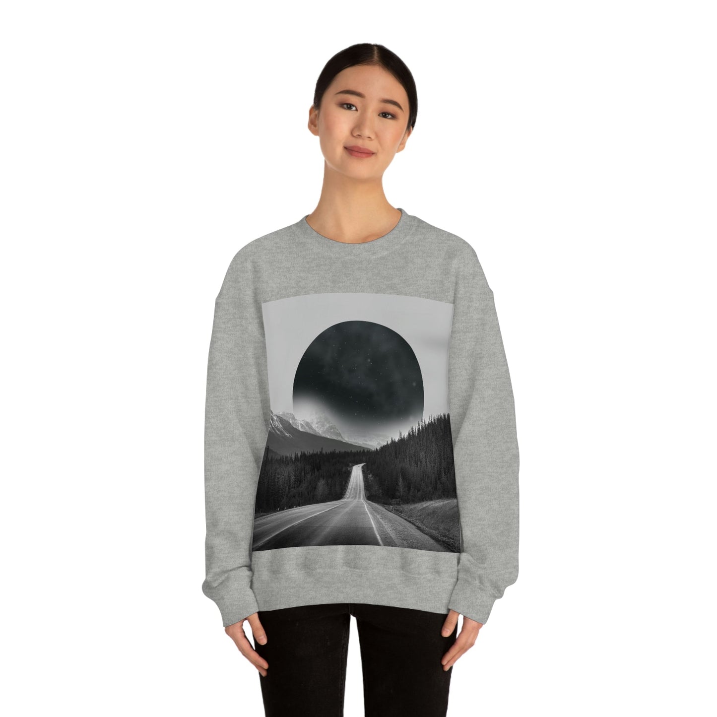 Alternate Universe Multidimensional Reality Planet Black Aesthetic Art Unisex Heavy Blend™ Crewneck Sweatshirt Ichaku [Perfect Gifts Selection]