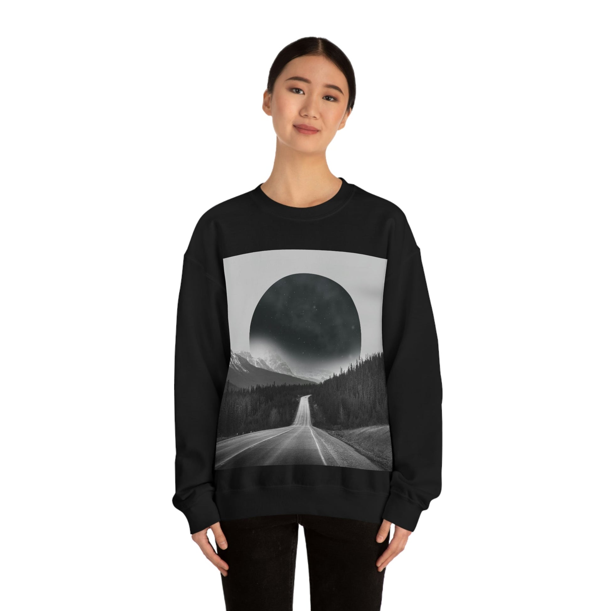 Alternate Universe Multidimensional Reality Planet Black Aesthetic Art Unisex Heavy Blend™ Crewneck Sweatshirt Ichaku [Perfect Gifts Selection]