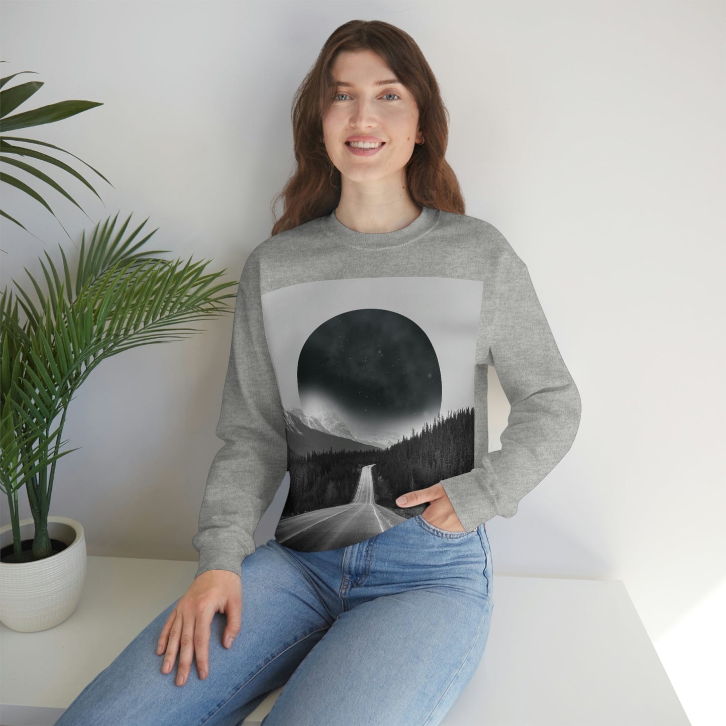 Alternate Universe Multidimensional Reality Planet Black Aesthetic Art Unisex Heavy Blend™ Crewneck Sweatshirt Ichaku [Perfect Gifts Selection]