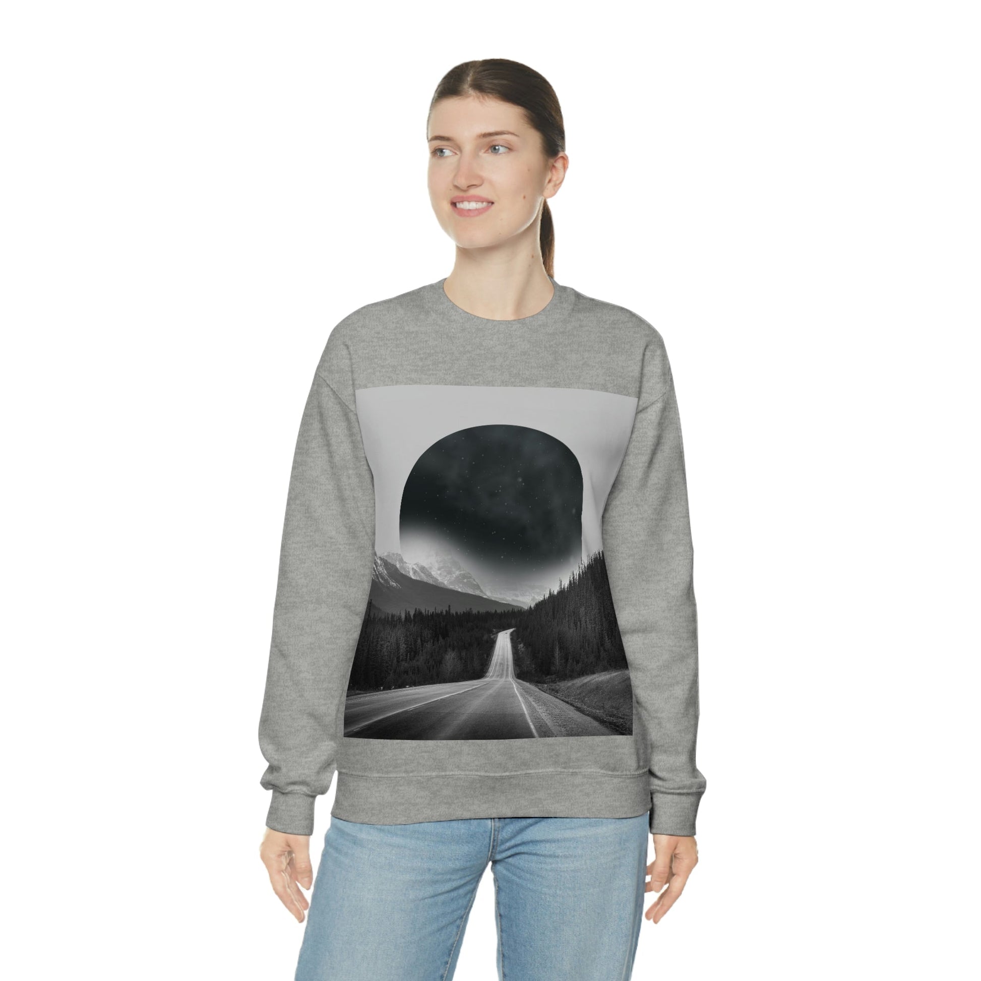 Alternate Universe Multidimensional Reality Planet Black Aesthetic Art Unisex Heavy Blend™ Crewneck Sweatshirt Ichaku [Perfect Gifts Selection]