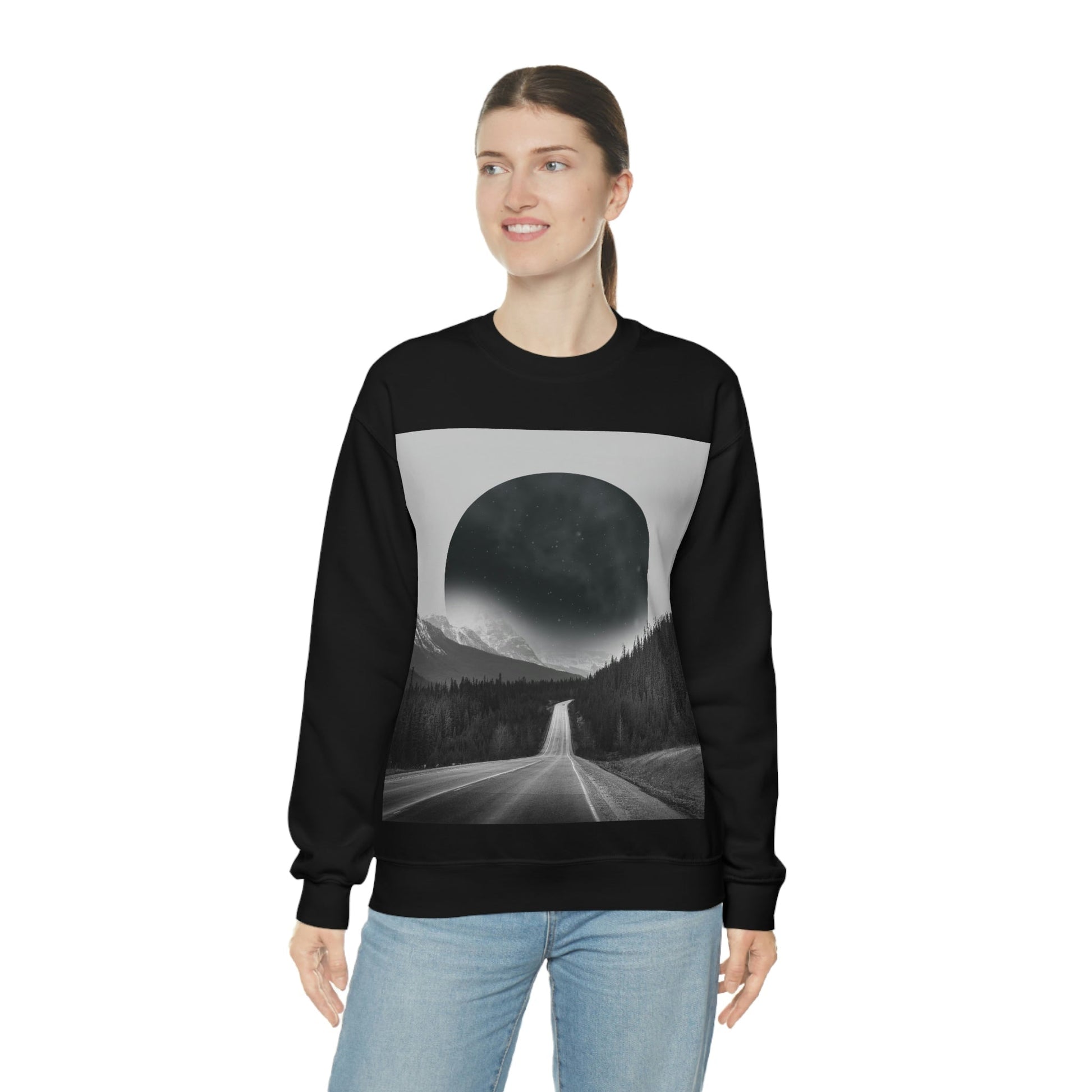 Alternate Universe Multidimensional Reality Planet Black Aesthetic Art Unisex Heavy Blend™ Crewneck Sweatshirt Ichaku [Perfect Gifts Selection]