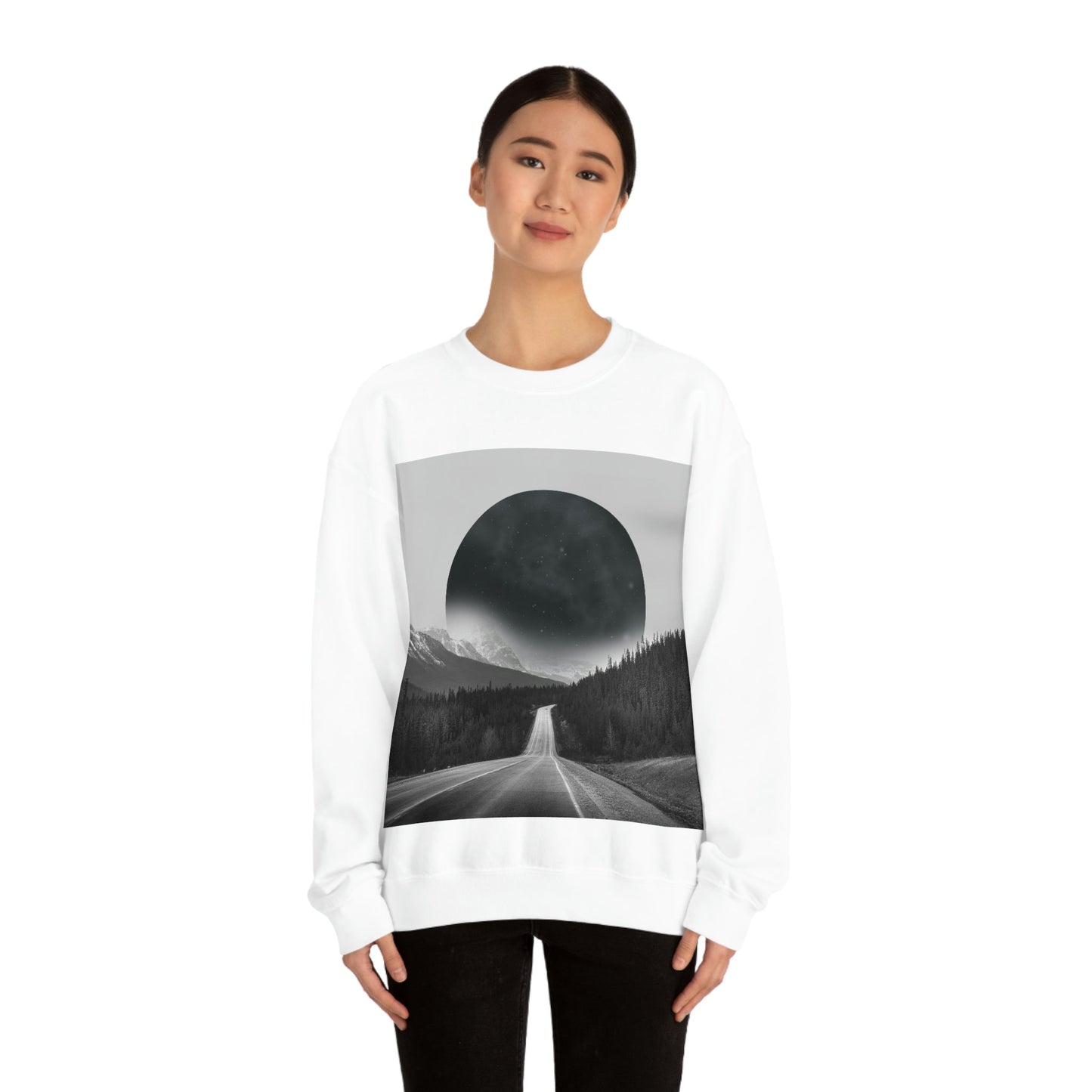 Alternate Universe Multidimensional Reality Planet Black Aesthetic Art Unisex Heavy Blend™ Crewneck Sweatshirt Ichaku [Perfect Gifts Selection]