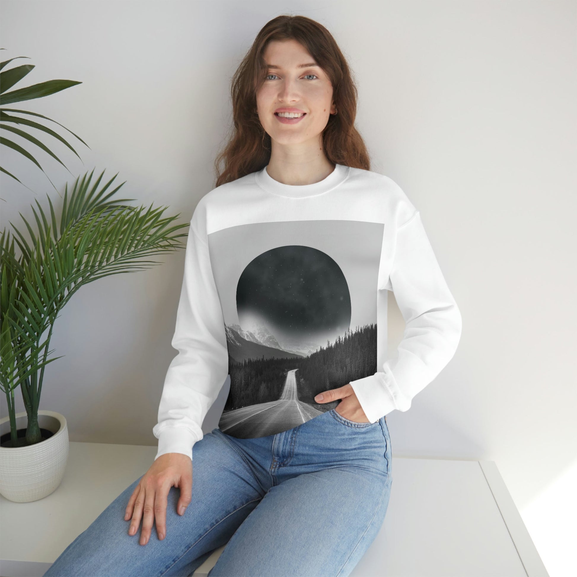 Alternate Universe Multidimensional Reality Planet Black Aesthetic Art Unisex Heavy Blend™ Crewneck Sweatshirt Ichaku [Perfect Gifts Selection]