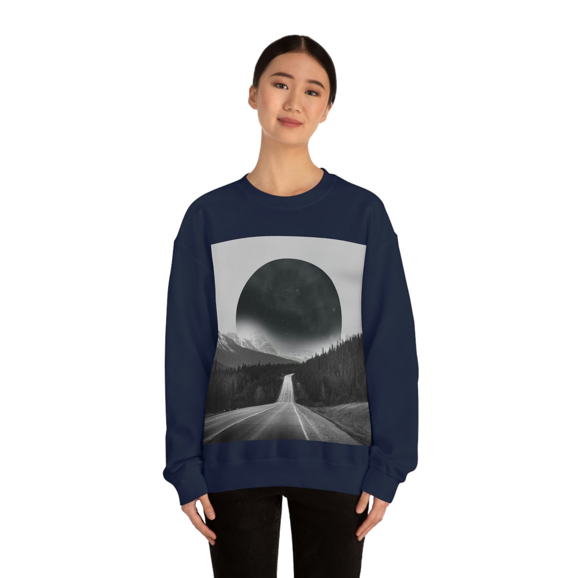 Alternate Universe Multidimensional Reality Planet Black Aesthetic Art Unisex Heavy Blend™ Crewneck Sweatshirt Ichaku [Perfect Gifts Selection]