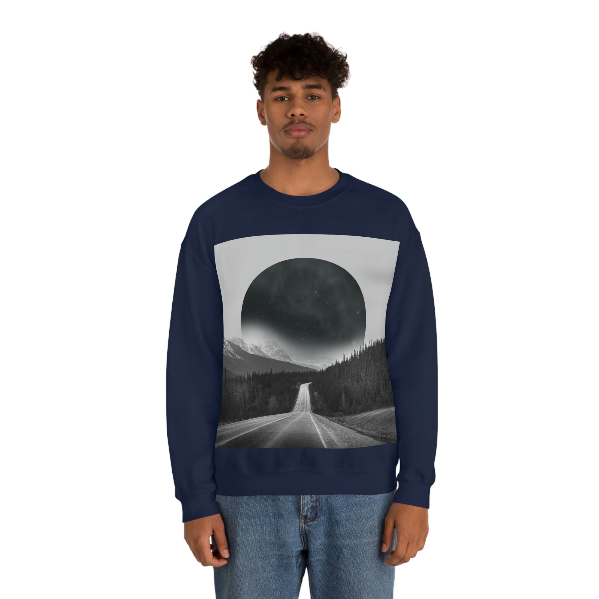 Alternate Universe Multidimensional Reality Planet Black Aesthetic Art Unisex Heavy Blend™ Crewneck Sweatshirt Ichaku [Perfect Gifts Selection]