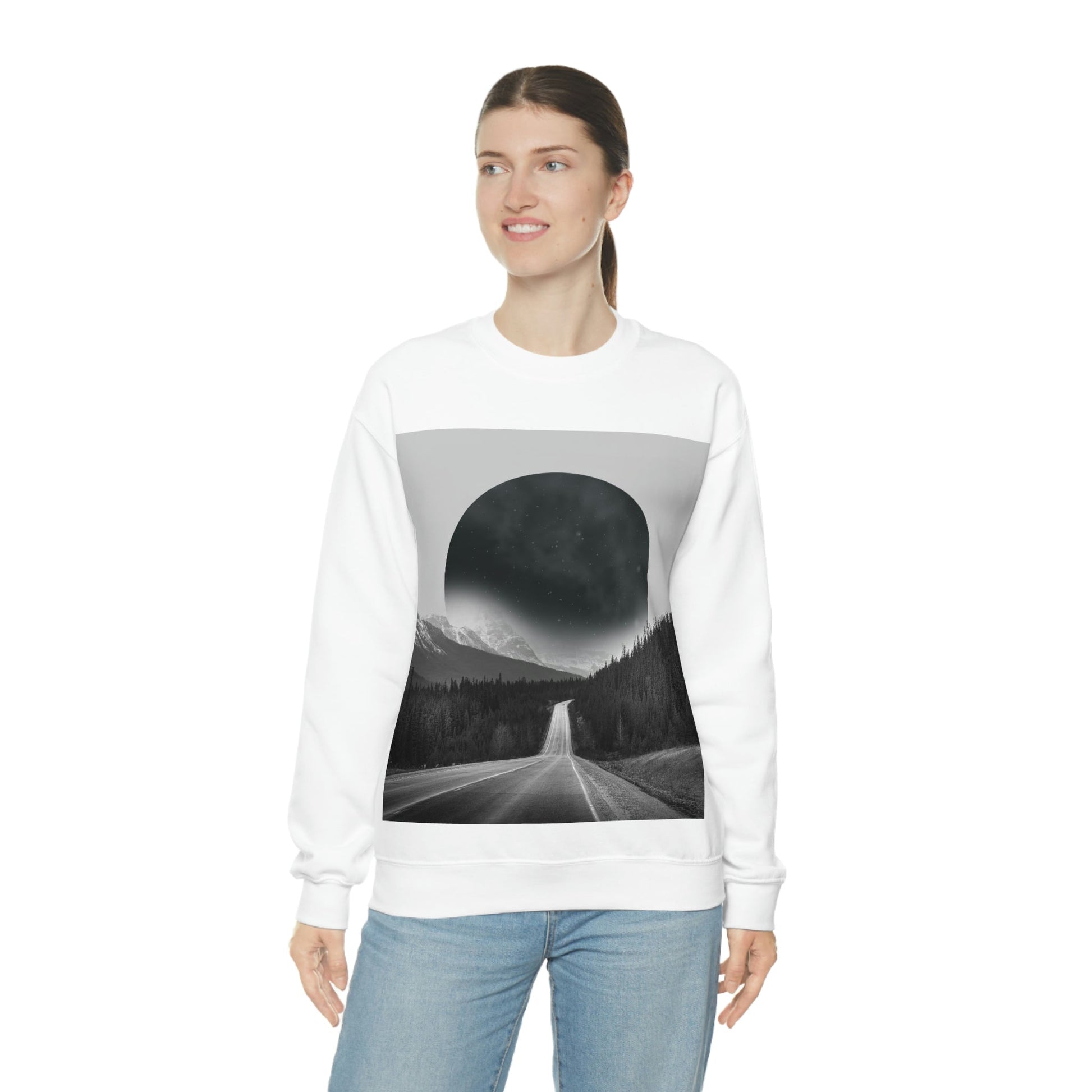 Alternate Universe Multidimensional Reality Planet Black Aesthetic Art Unisex Heavy Blend™ Crewneck Sweatshirt Ichaku [Perfect Gifts Selection]