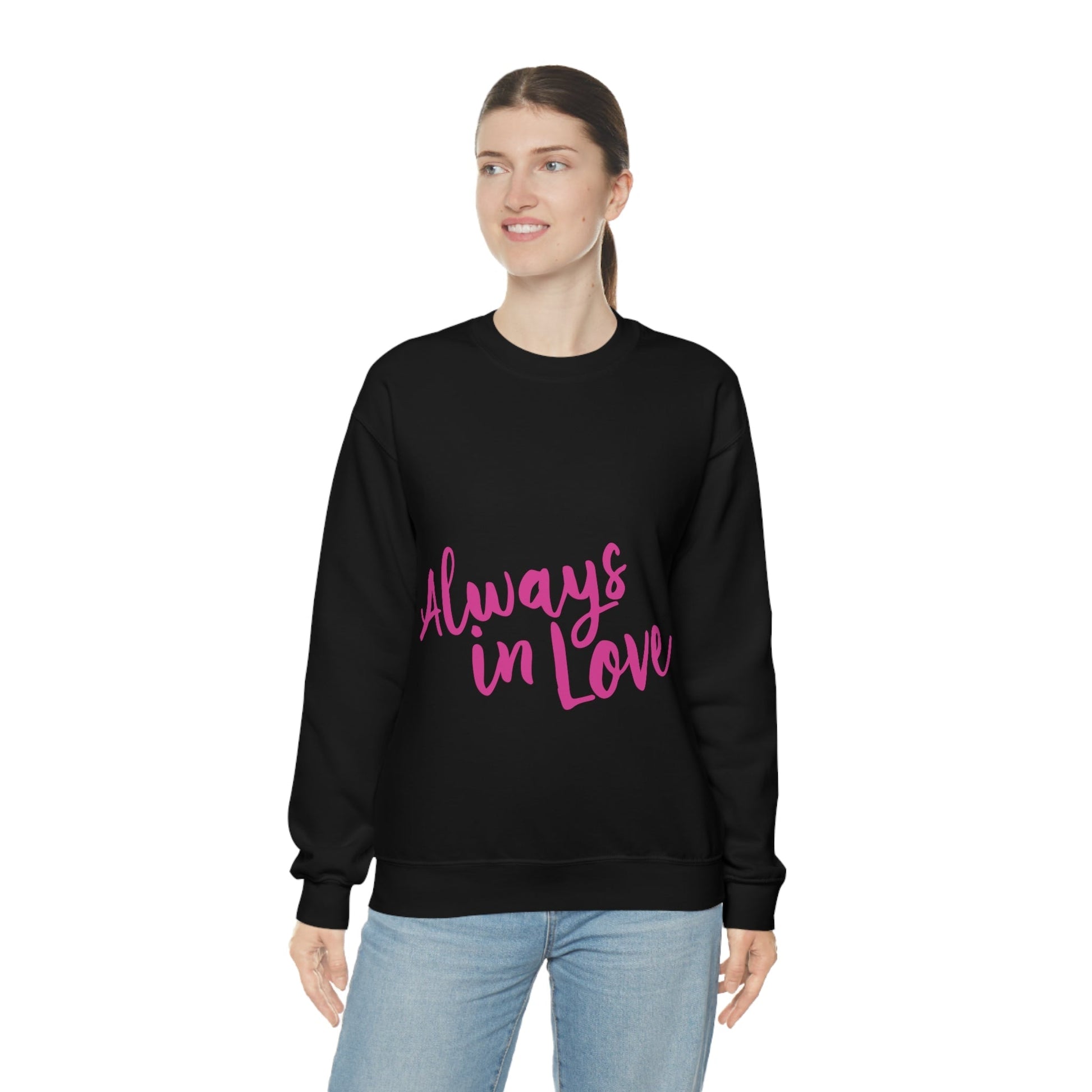 Always in Love Typography Valentines Idea Unisex Heavy Blend™ Crewneck Sweatshirt Ichaku [Perfect Gifts Selection]