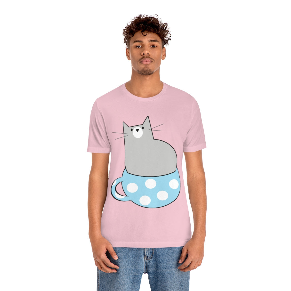 Anime Cartoon Cat In The Cup Unisex Jersey Short Sleeve T-Shirt Ichaku [Perfect Gifts Selection]