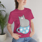 Anime Cartoon Cat In The Cup Unisex Jersey Short Sleeve T-Shirt Ichaku [Perfect Gifts Selection]