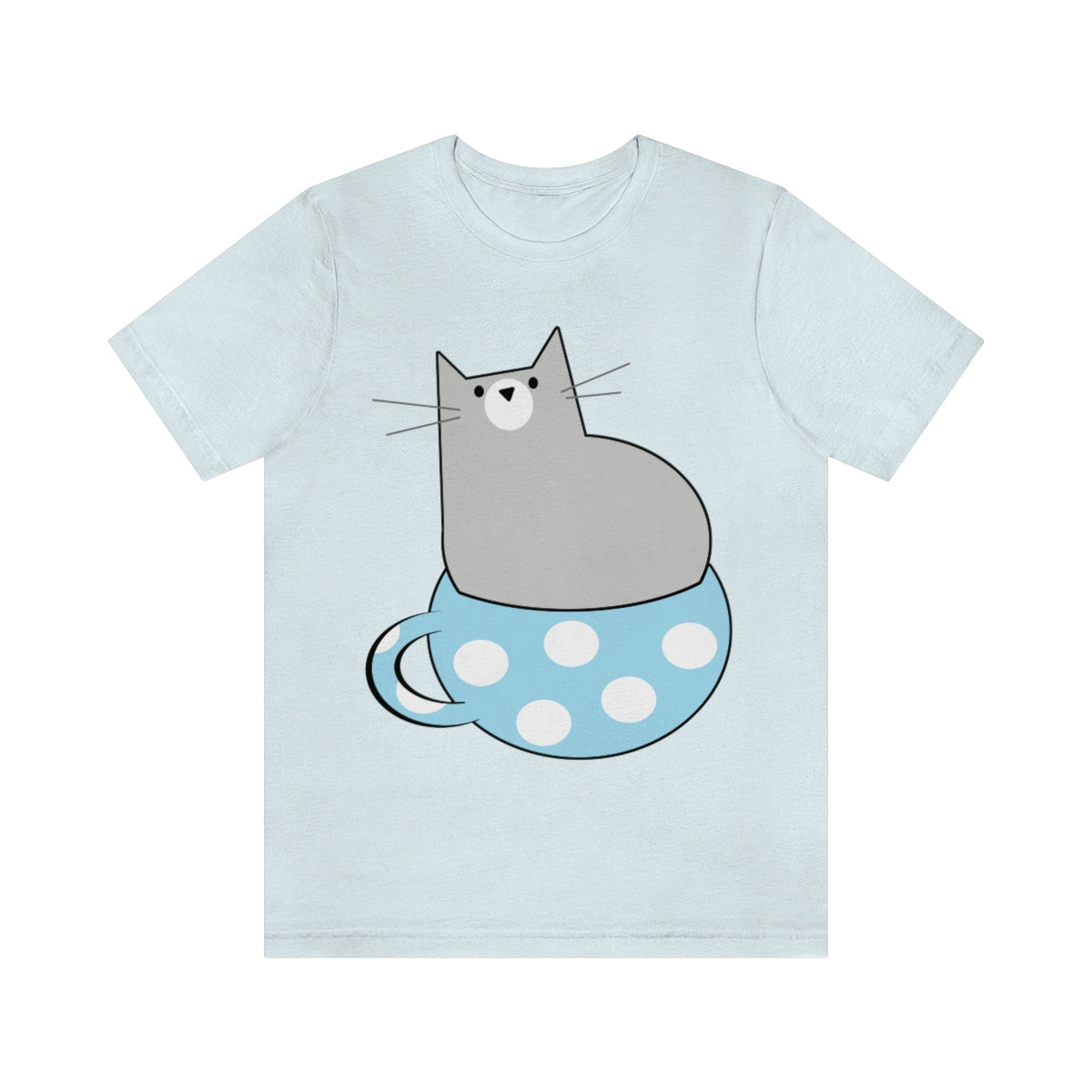 Anime Cartoon Cat In The Cup Unisex Jersey Short Sleeve T-Shirt Ichaku [Perfect Gifts Selection]