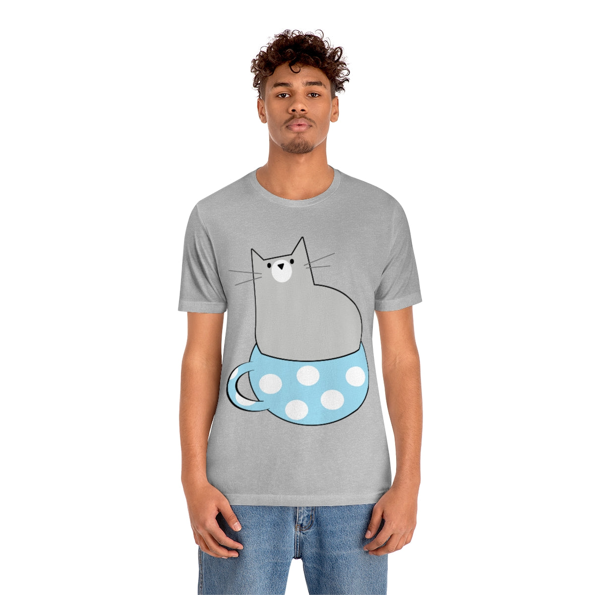 Anime Cartoon Cat In The Cup Unisex Jersey Short Sleeve T-Shirt Ichaku [Perfect Gifts Selection]