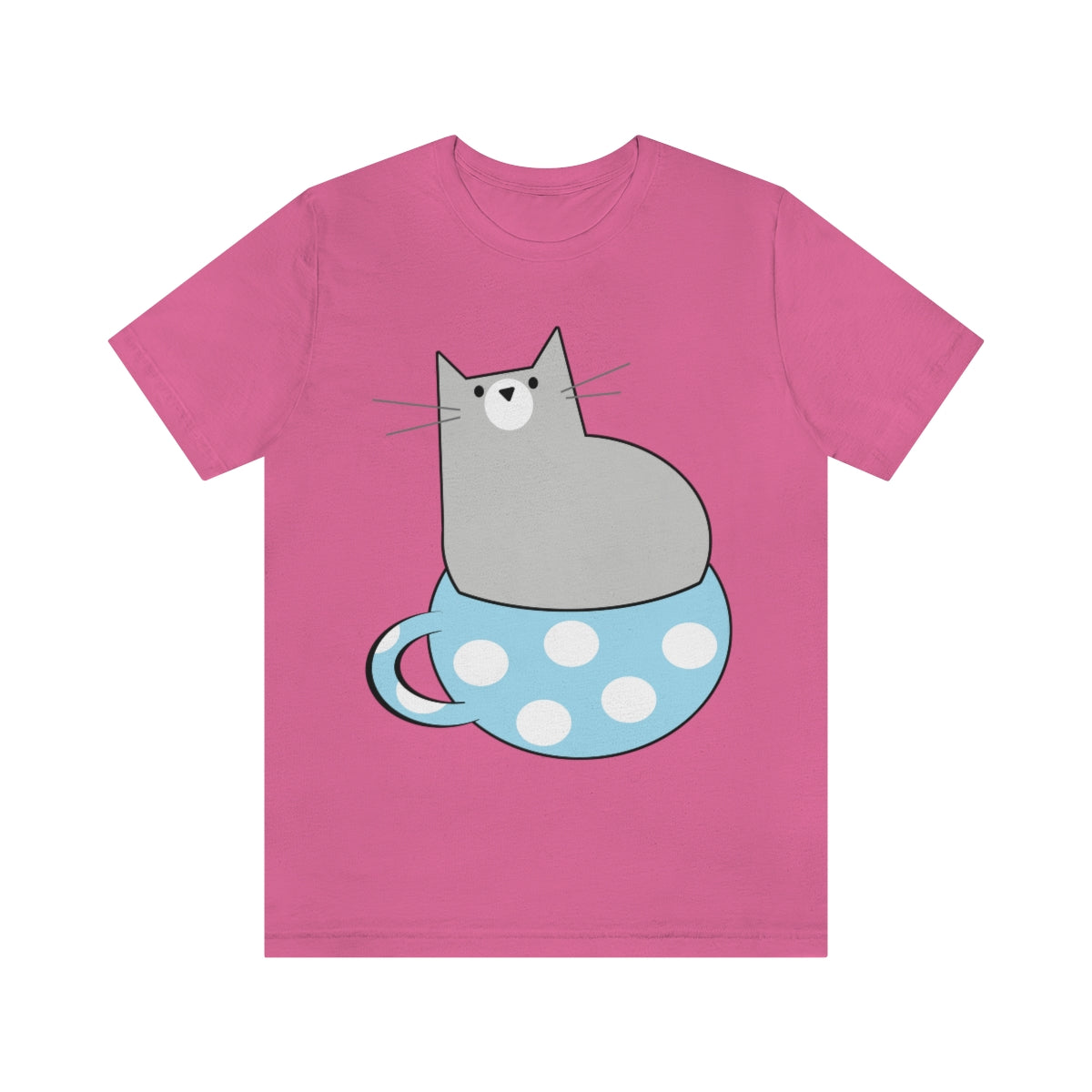 Anime Cartoon Cat In The Cup Unisex Jersey Short Sleeve T-Shirt Ichaku [Perfect Gifts Selection]