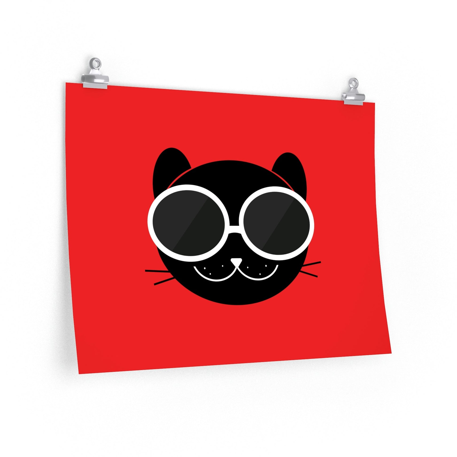 Anime Cute Black Cat Minimal Art Premium Matte Horizontal Posters Ichaku [Perfect Gifts Selection]