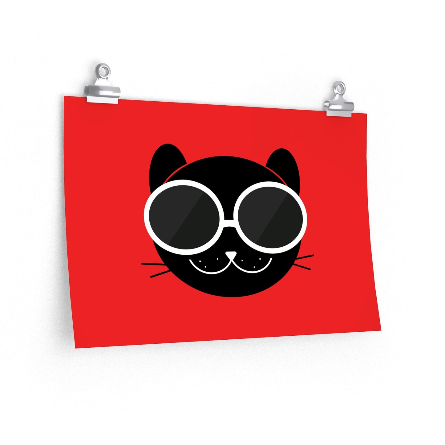 Anime Cute Black Cat Minimal Art Premium Matte Horizontal Posters Ichaku [Perfect Gifts Selection]