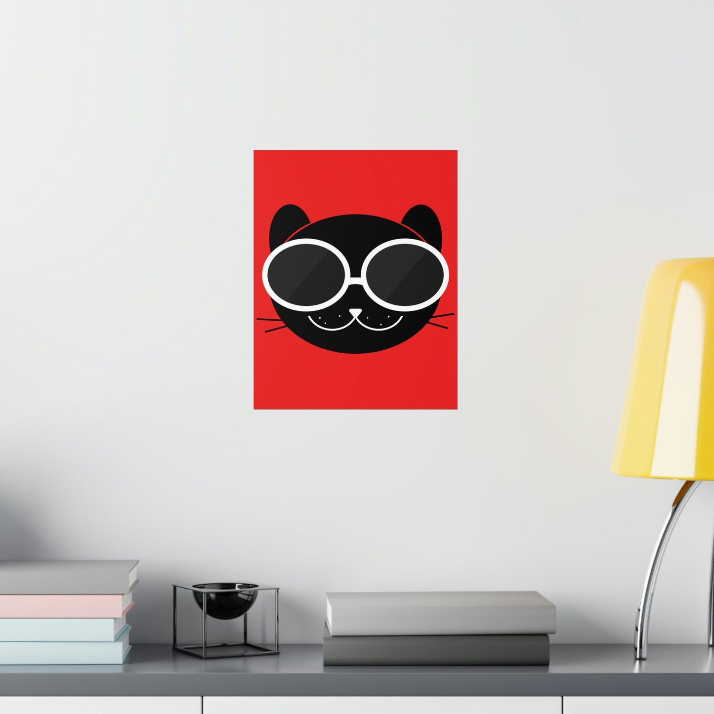 Anime Cute Black Cat Minimal Art Premium Matte Vertical Posters Ichaku [Perfect Gifts Selection]