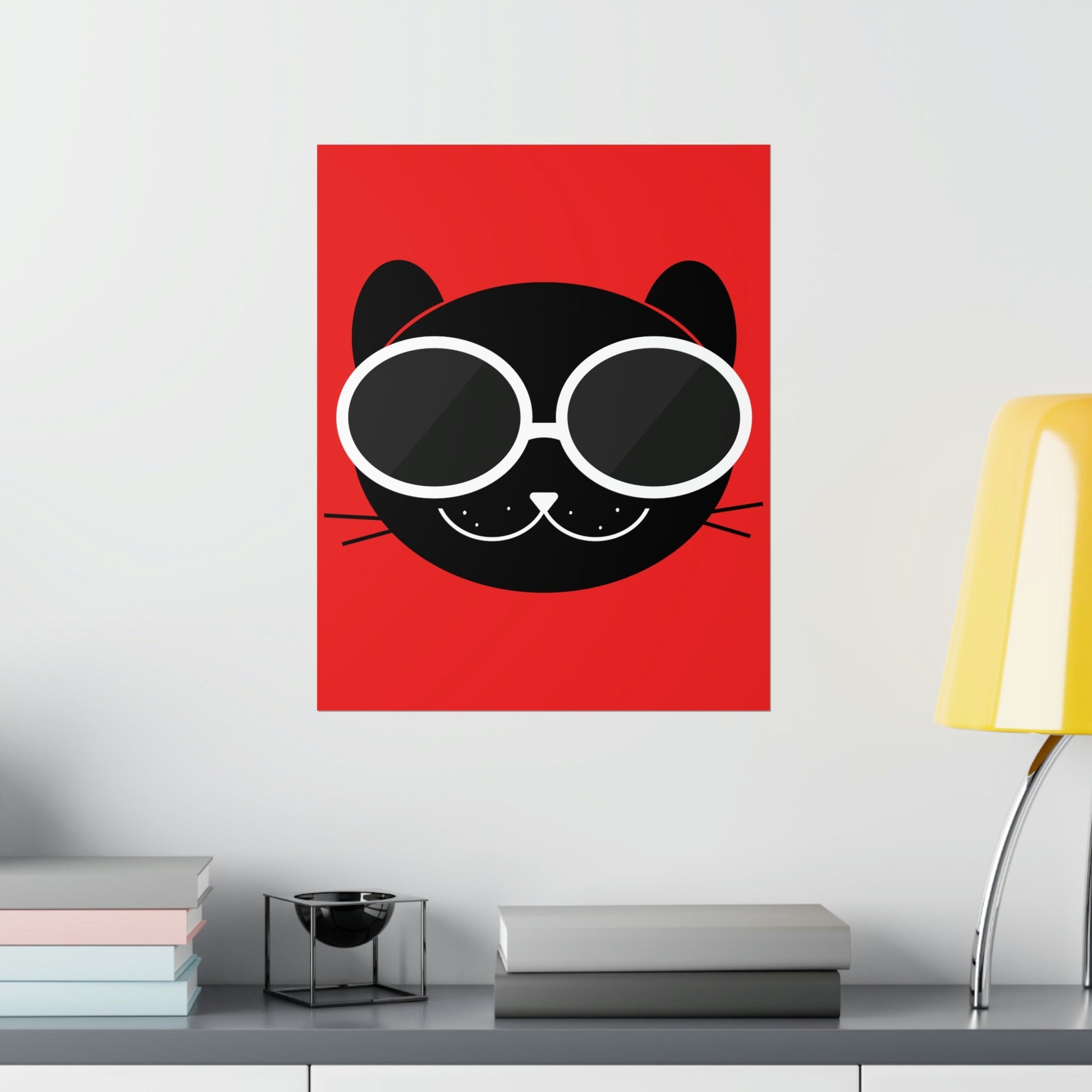 Anime Cute Black Cat Minimal Art Premium Matte Vertical Posters Ichaku [Perfect Gifts Selection]