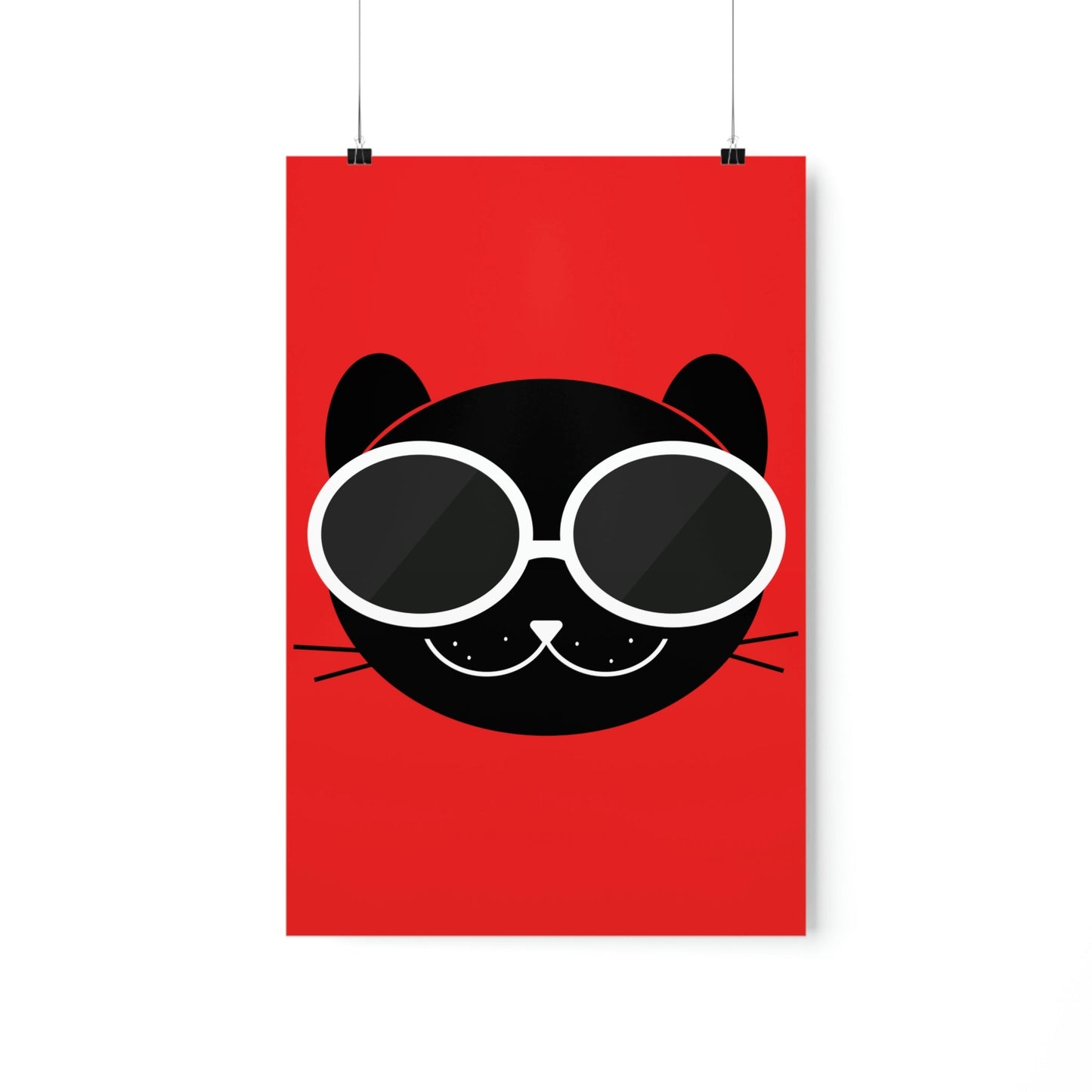 Anime Cute Black Cat Minimal Art Premium Matte Vertical Posters Ichaku [Perfect Gifts Selection]