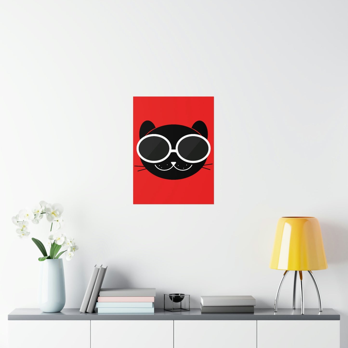 Anime Cute Black Cat Minimal Art Premium Matte Vertical Posters Ichaku [Perfect Gifts Selection]