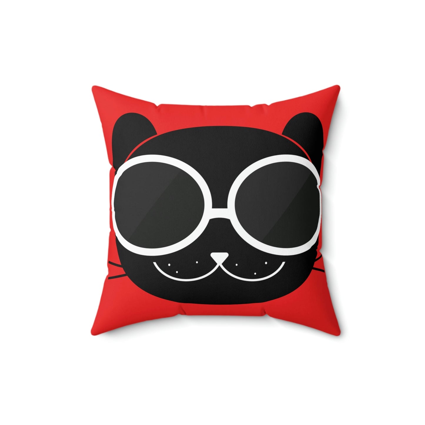 Anime Cute Black Cat Minimal Art Spun Polyester Square Pillow Ichaku [Perfect Gifts Selection]