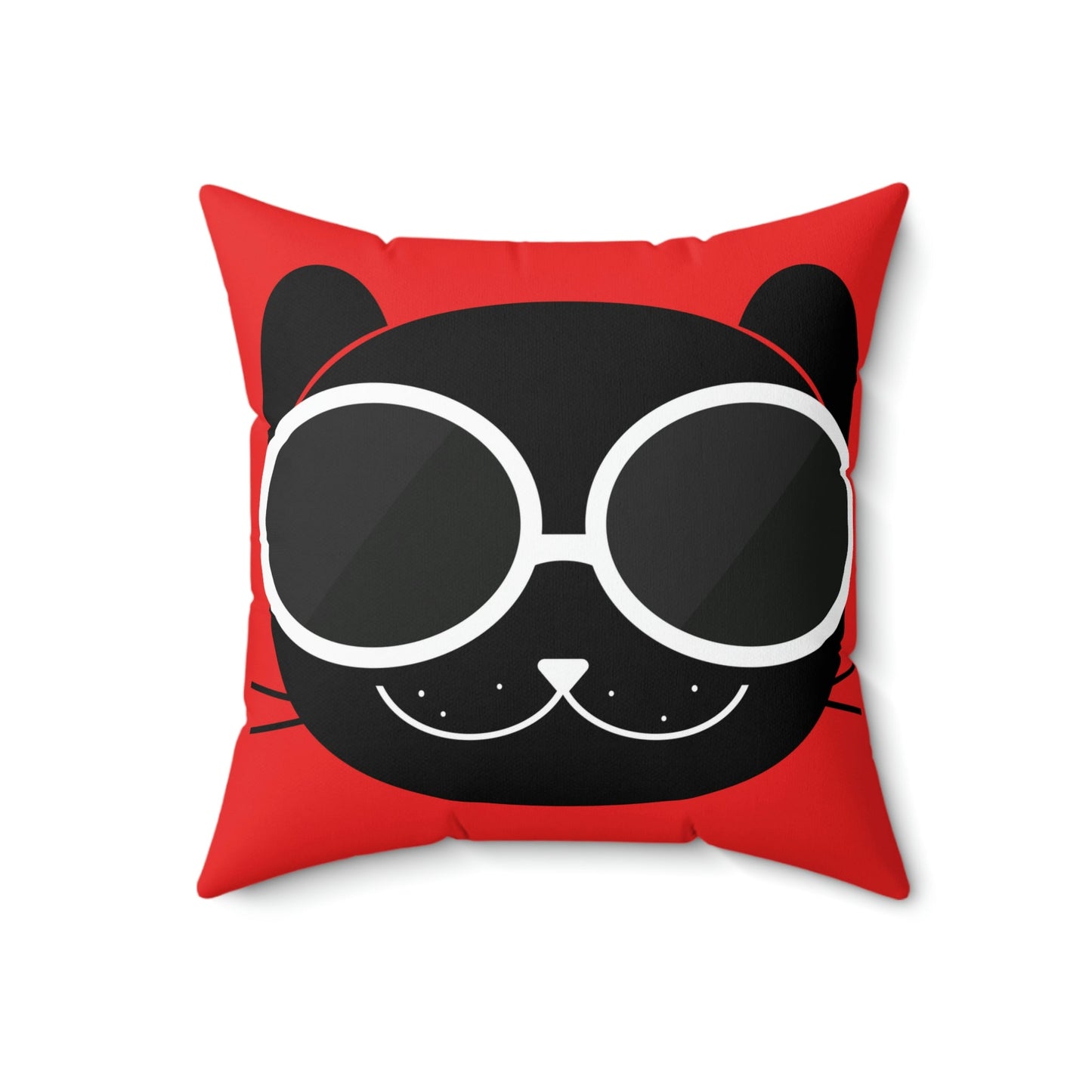 Anime Cute Black Cat Minimal Art Spun Polyester Square Pillow Ichaku [Perfect Gifts Selection]