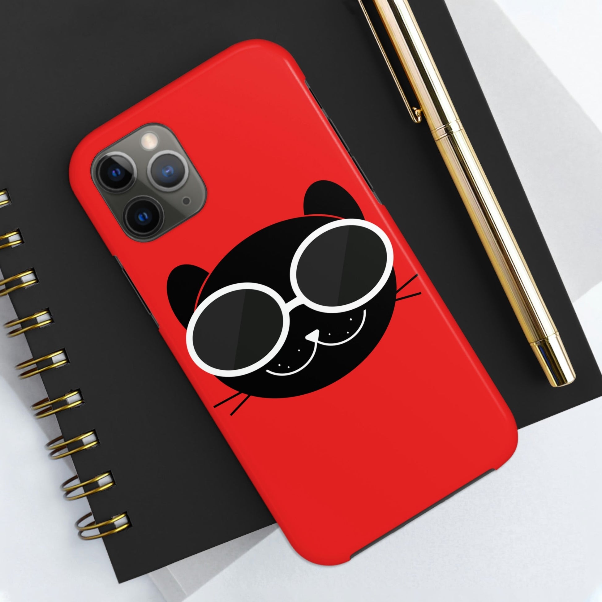 Anime Cute Black Cat Minimal Art Tough Phone Cases Case-Mate Ichaku [Perfect Gifts Selection]