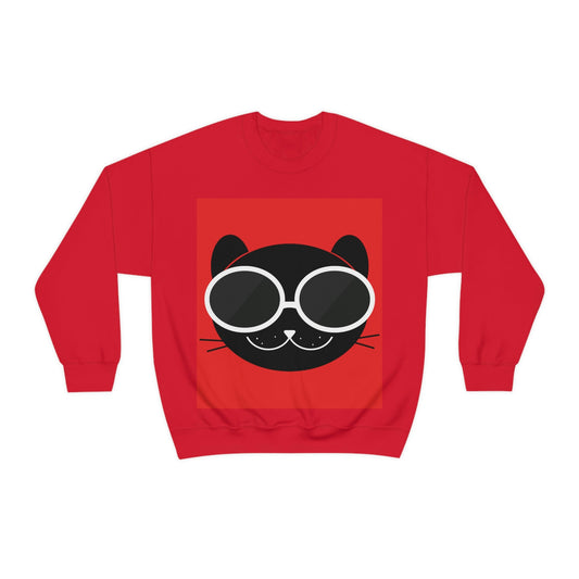 Anime Cute Black Cat Minimal Art Unisex Heavy Blend™ Crewneck Sweatshirt Ichaku [Perfect Gifts Selection]