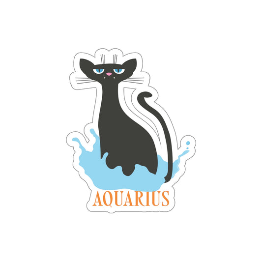 Aquarius Cat Zodiac Sign Die-Cut Sticker Ichaku [Perfect Gifts Selection]