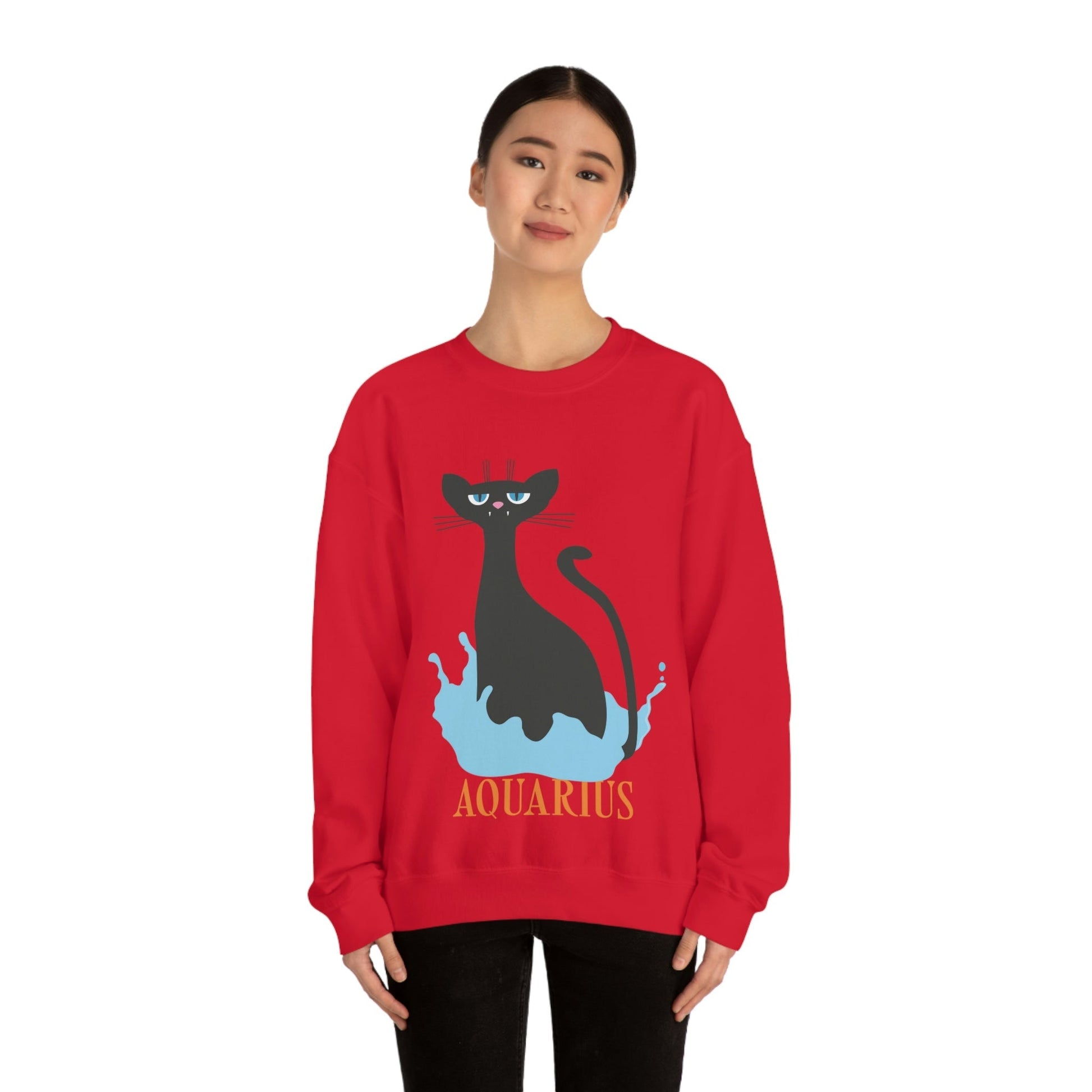 Aquarius Cat Zodiac Unisex Heavy Blend™ Crewneck Sweatshirt Ichaku [Perfect Gifts Selection]