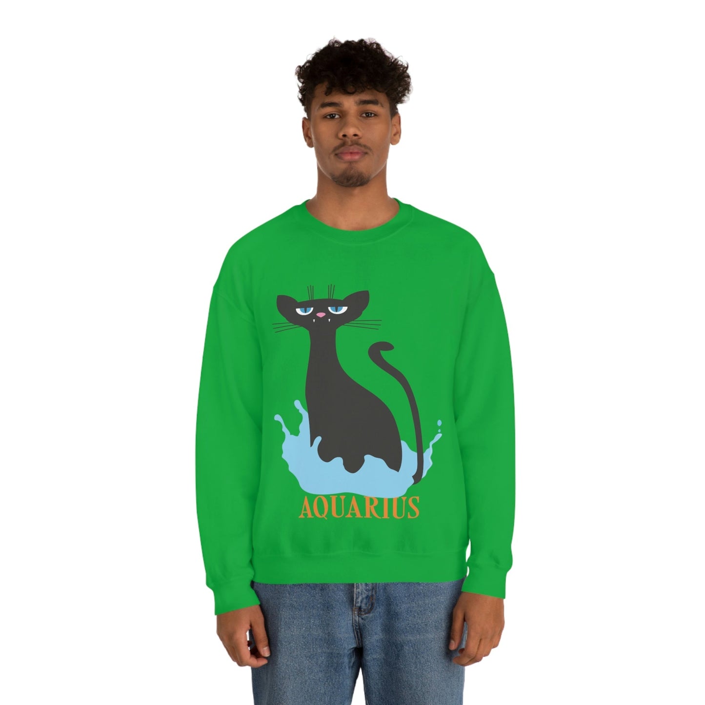 Aquarius Cat Zodiac Unisex Heavy Blend™ Crewneck Sweatshirt Ichaku [Perfect Gifts Selection]