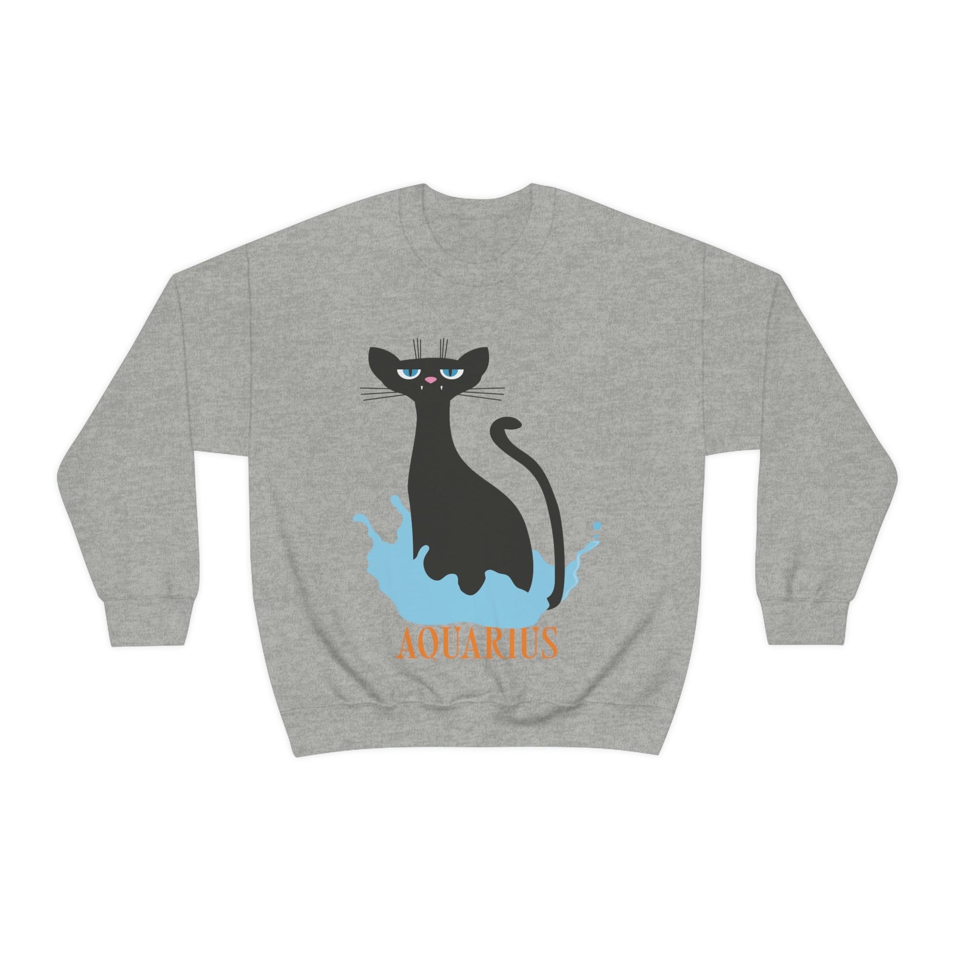 Aquarius Cat Zodiac Unisex Heavy Blend™ Crewneck Sweatshirt Ichaku [Perfect Gifts Selection]