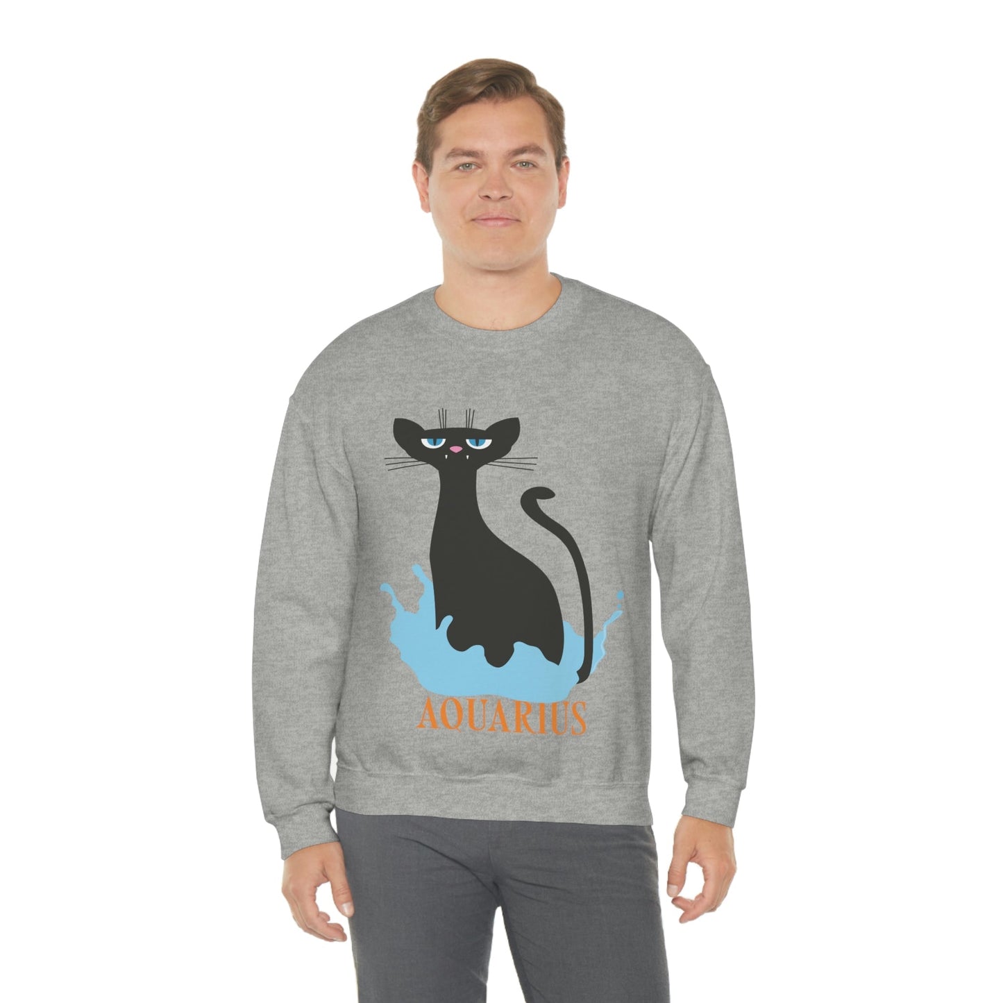 Aquarius Cat Zodiac Unisex Heavy Blend™ Crewneck Sweatshirt Ichaku [Perfect Gifts Selection]