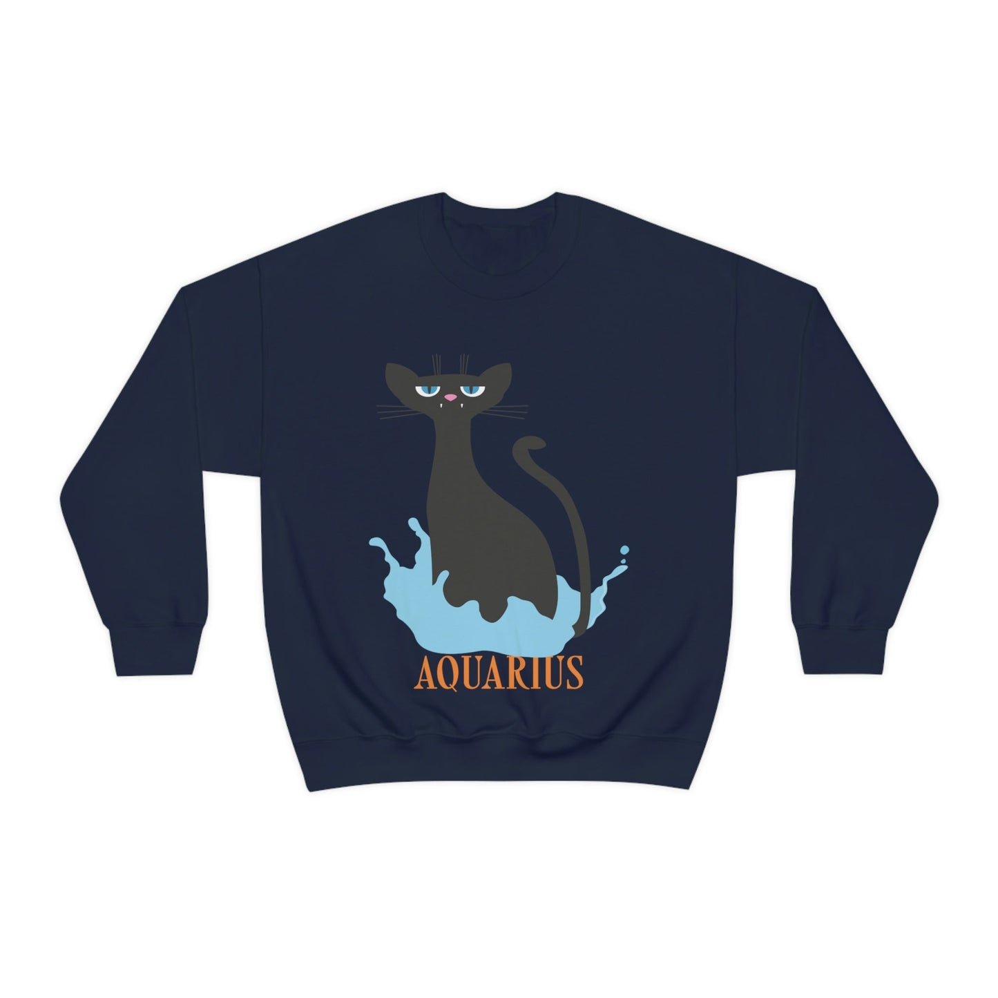 Aquarius Cat Zodiac Unisex Heavy Blend™ Crewneck Sweatshirt Ichaku [Perfect Gifts Selection]