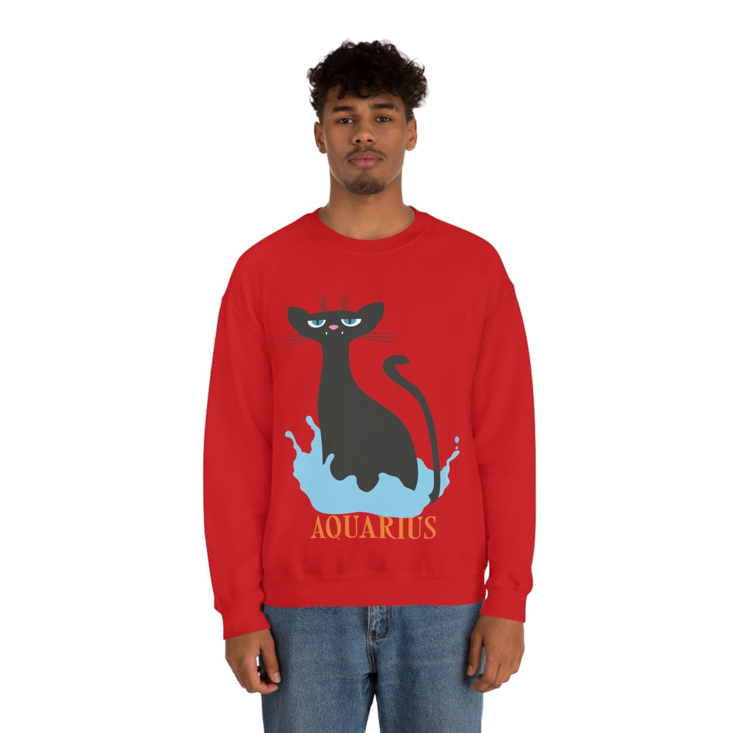 Aquarius Cat Zodiac Unisex Heavy Blend™ Crewneck Sweatshirt Ichaku [Perfect Gifts Selection]