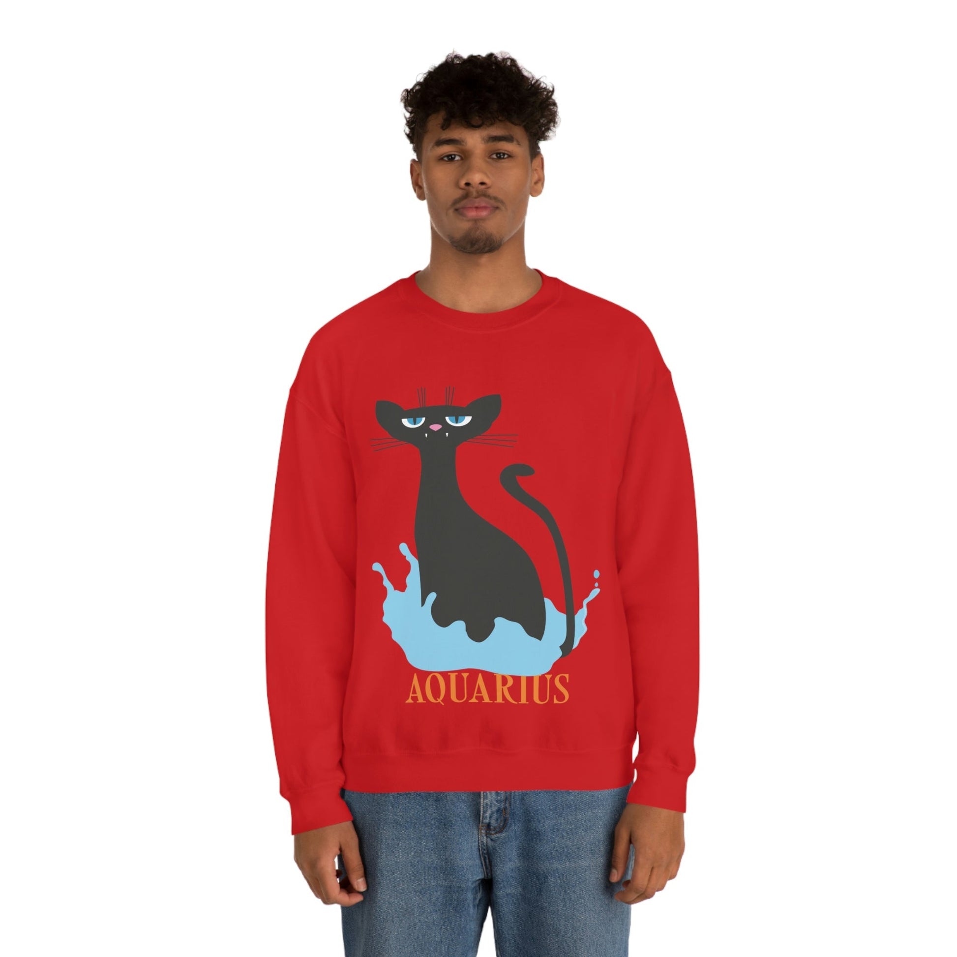 Aquarius Cat Zodiac Unisex Heavy Blend™ Crewneck Sweatshirt Ichaku [Perfect Gifts Selection]