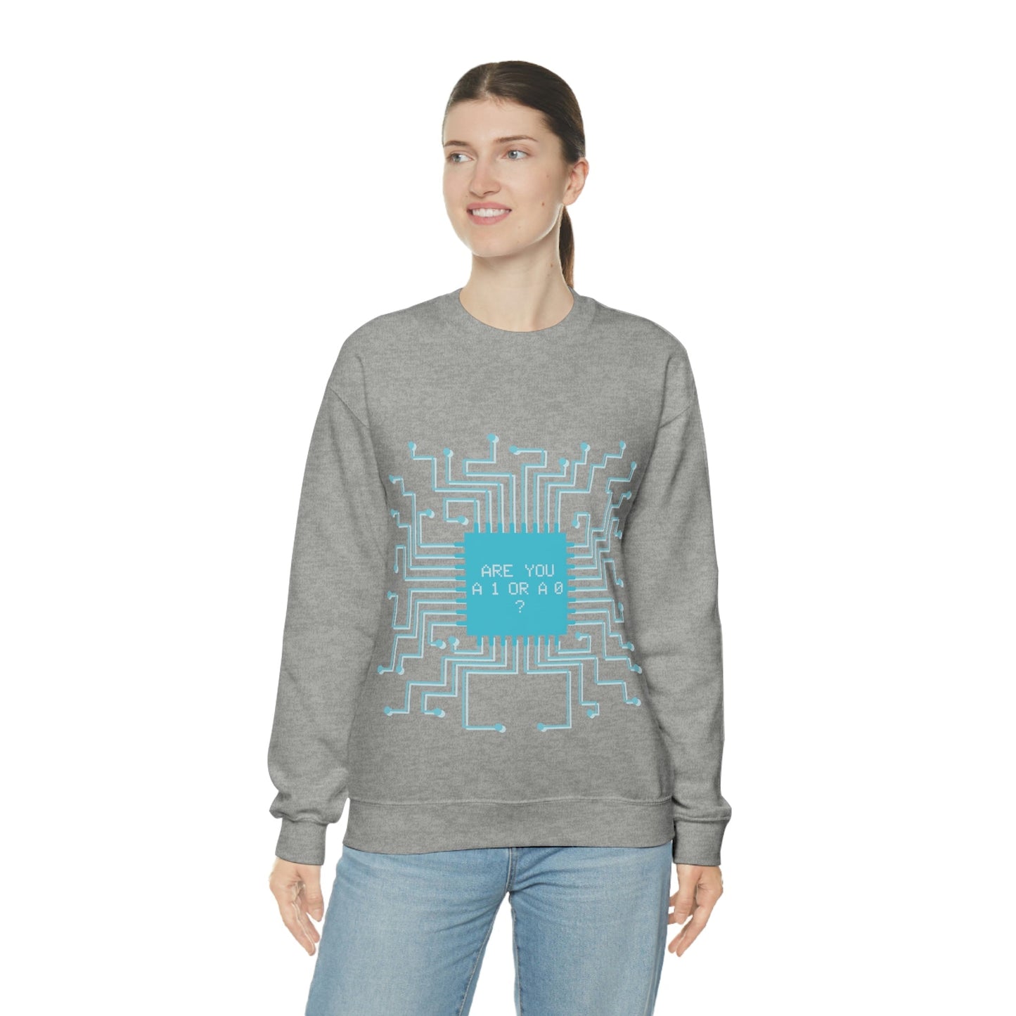 Are You A 1 Or A 0 IT Funny Quotes Unisex Heavy Blend™ Crewneck Sweatshirt Ichaku [Perfect Gifts Selection]