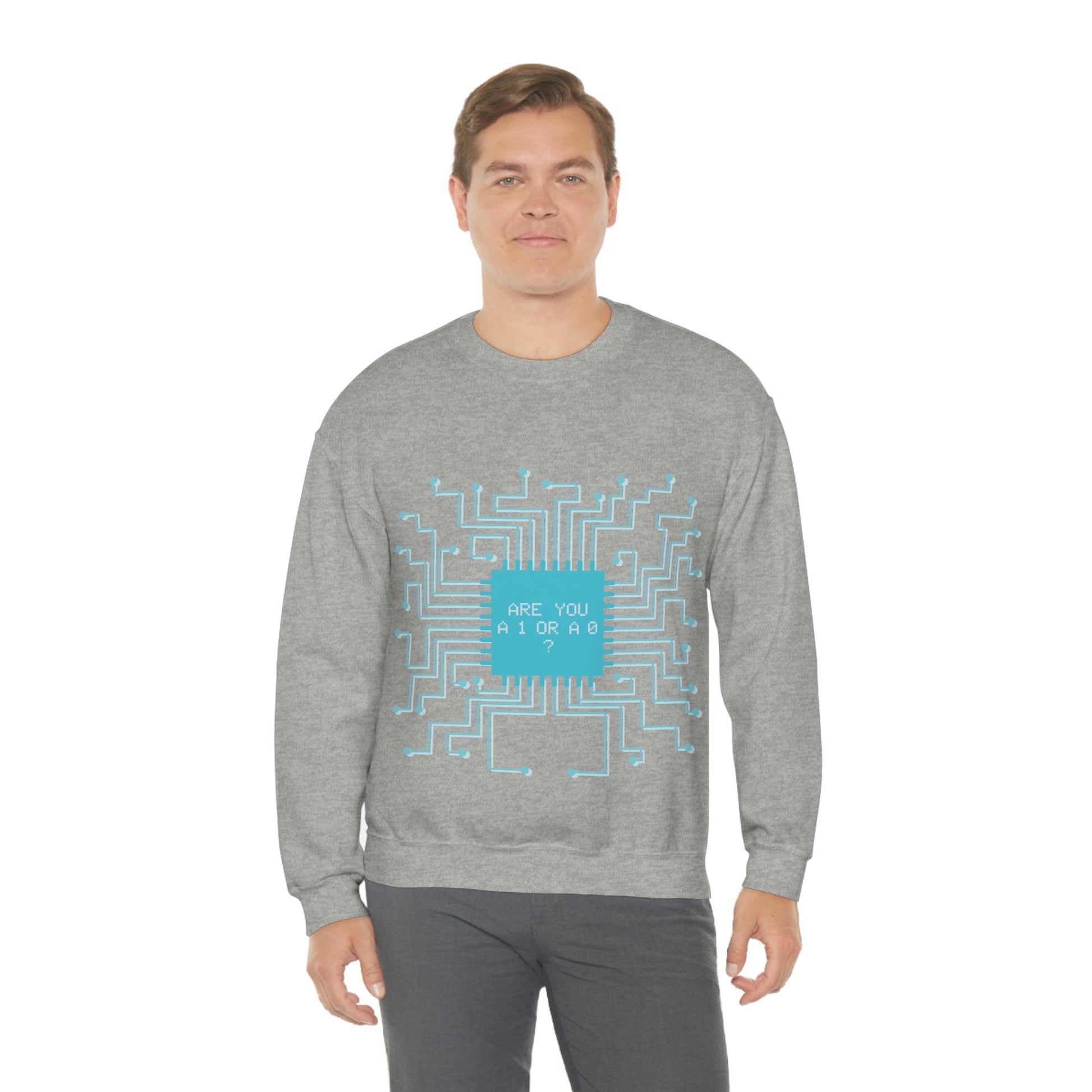 Are You A 1 Or A 0 IT Funny Quotes Unisex Heavy Blend™ Crewneck Sweatshirt Ichaku [Perfect Gifts Selection]