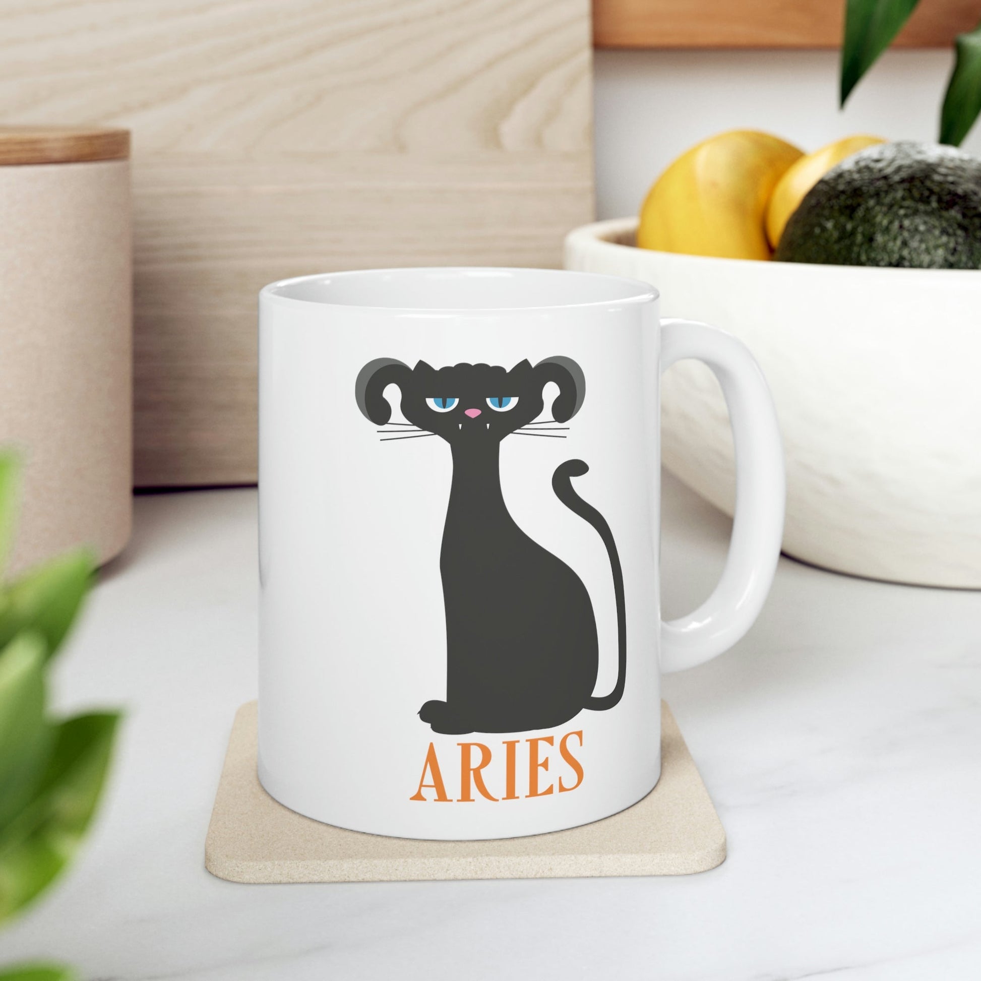 Aries Cat Zodiac Sign Ceramic Mug 11oz Ichaku [Perfect Gifts Selection]