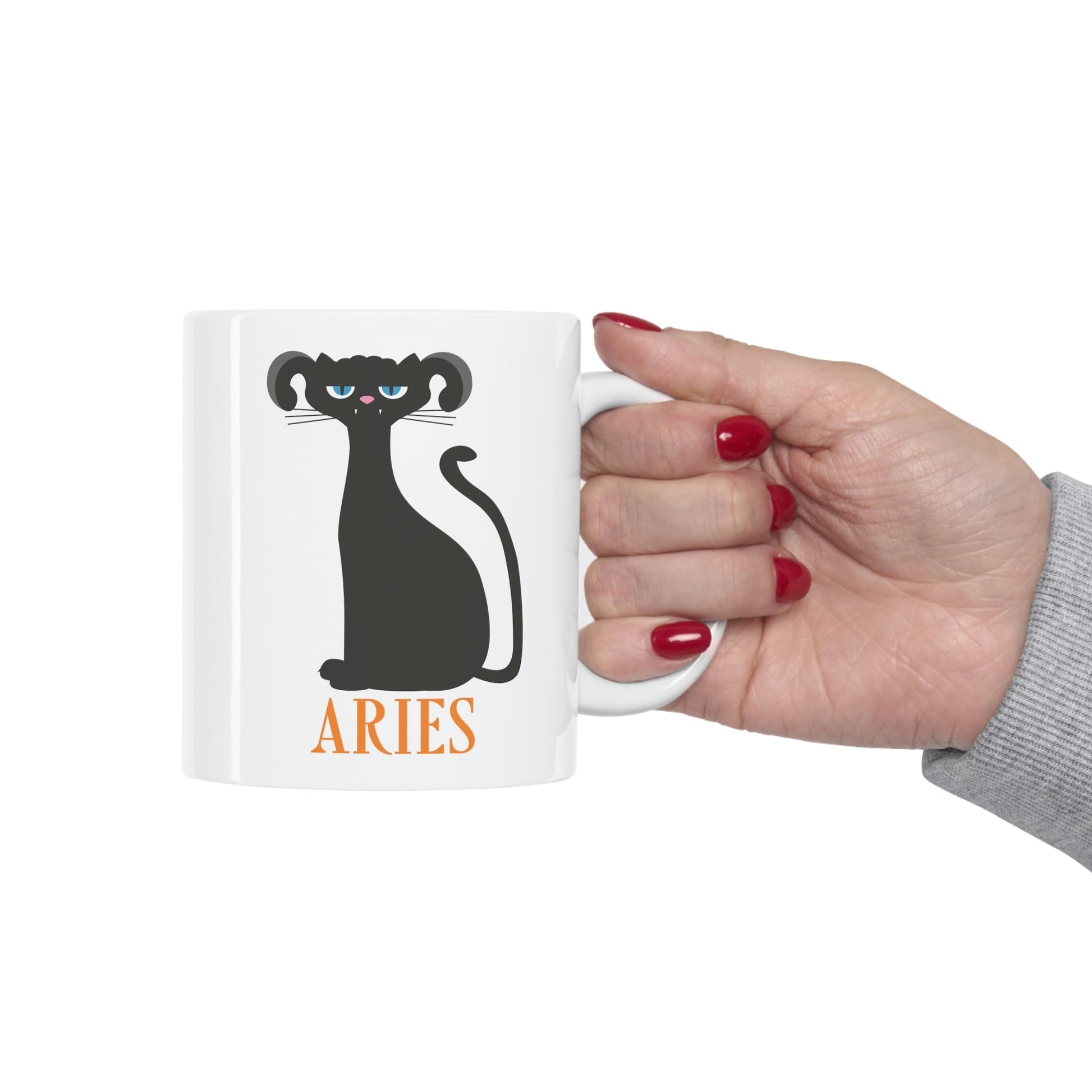 Aries Cat Zodiac Sign Ceramic Mug 11oz Ichaku [Perfect Gifts Selection]