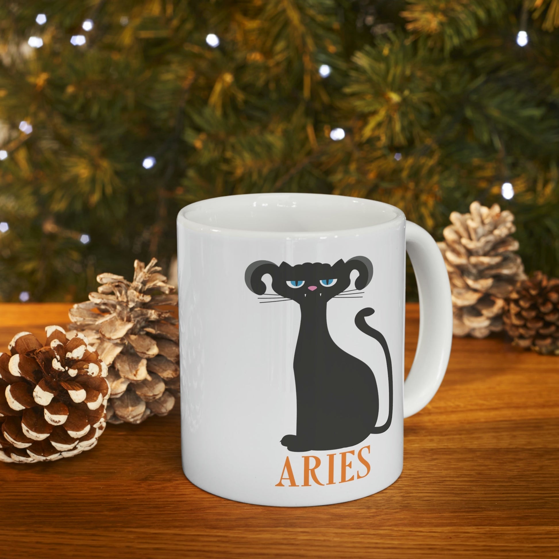 Aries Cat Zodiac Sign Ceramic Mug 11oz Ichaku [Perfect Gifts Selection]