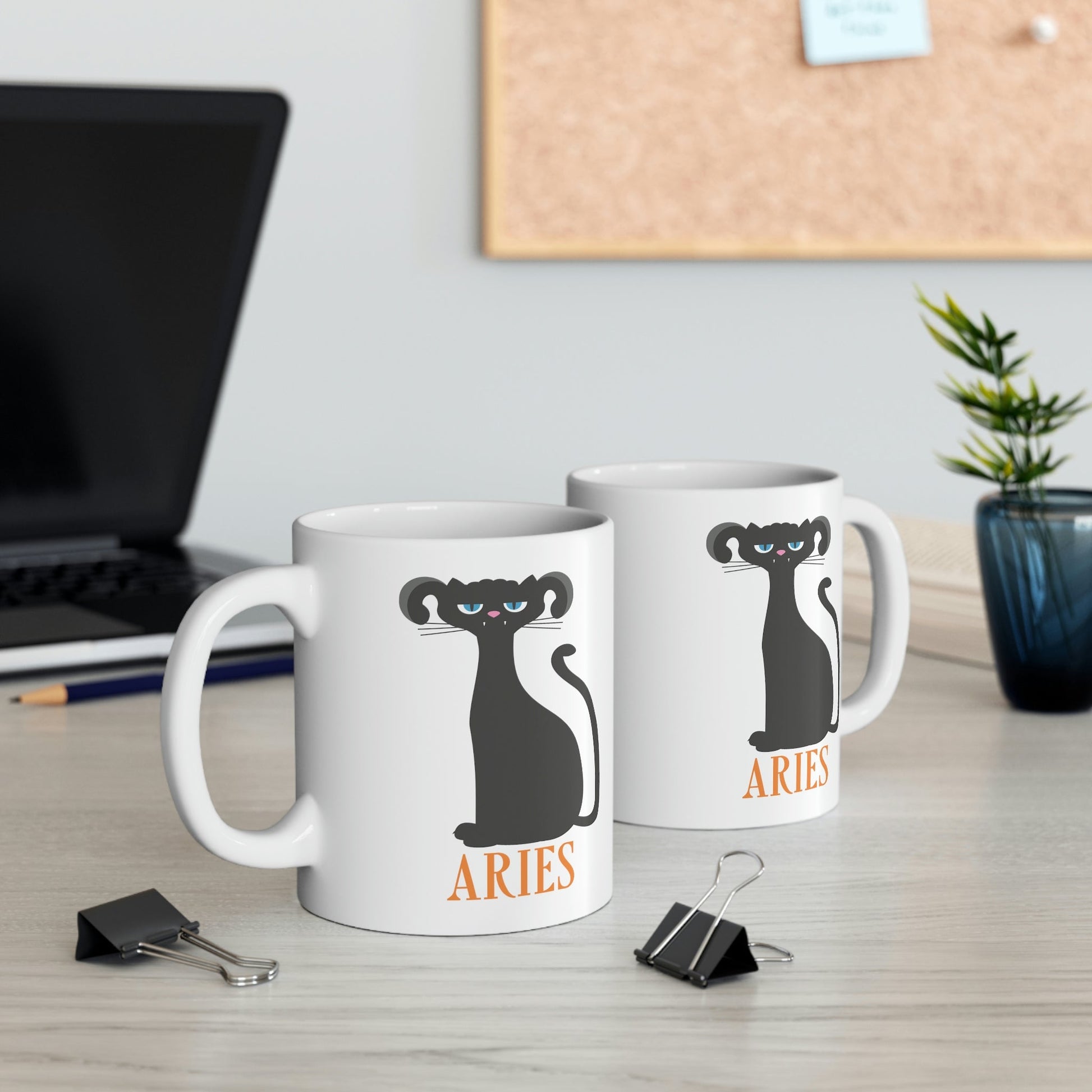 Aries Cat Zodiac Sign Ceramic Mug 11oz Ichaku [Perfect Gifts Selection]