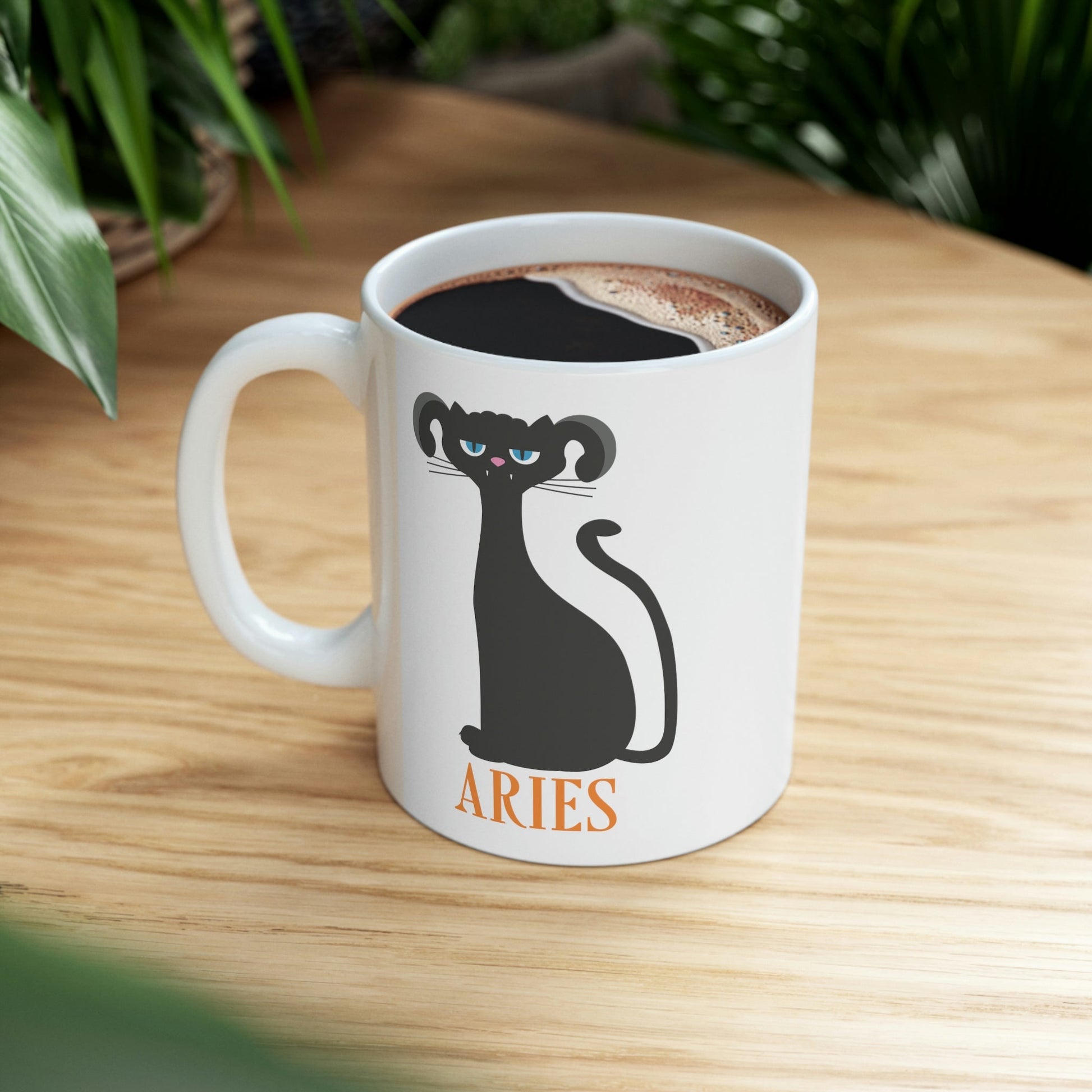 Aries Cat Zodiac Sign Ceramic Mug 11oz Ichaku [Perfect Gifts Selection]